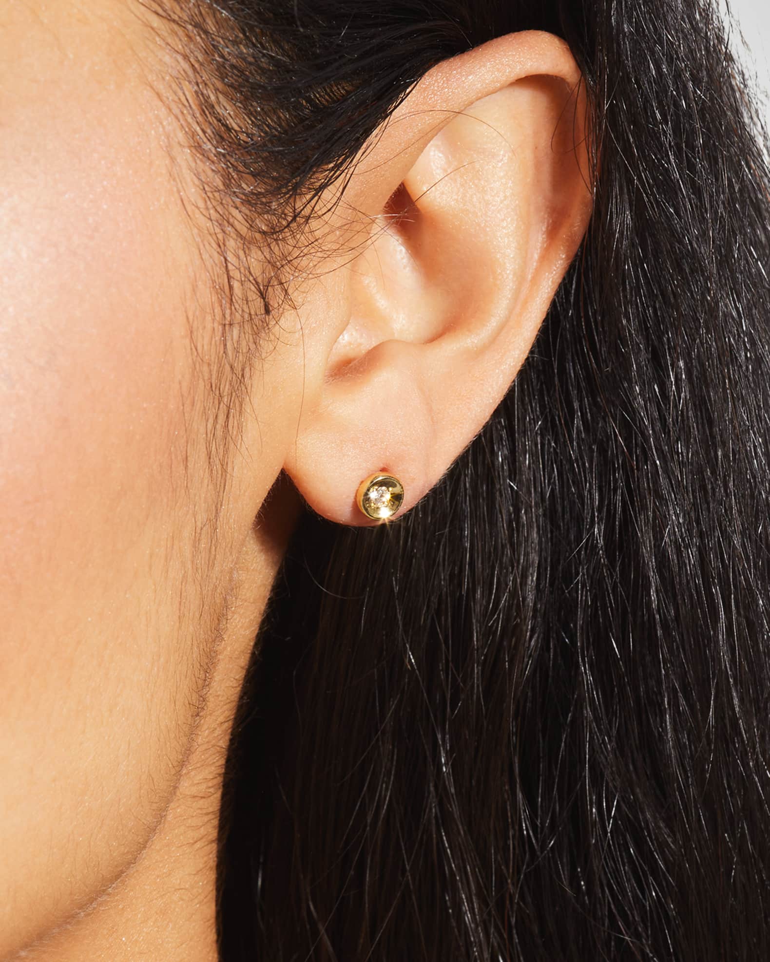 18k Gold Diamond Solitaire Stud Earrings 1