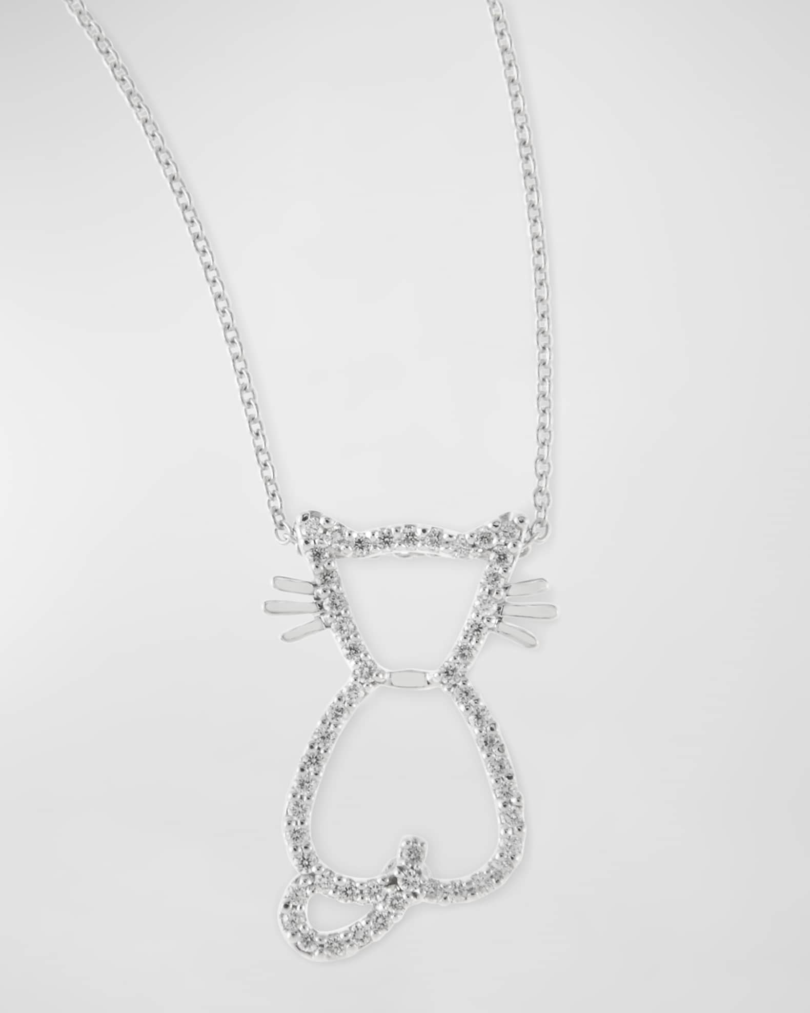 Roberto Coin Pave Diamond Cat Pendant Necklace
