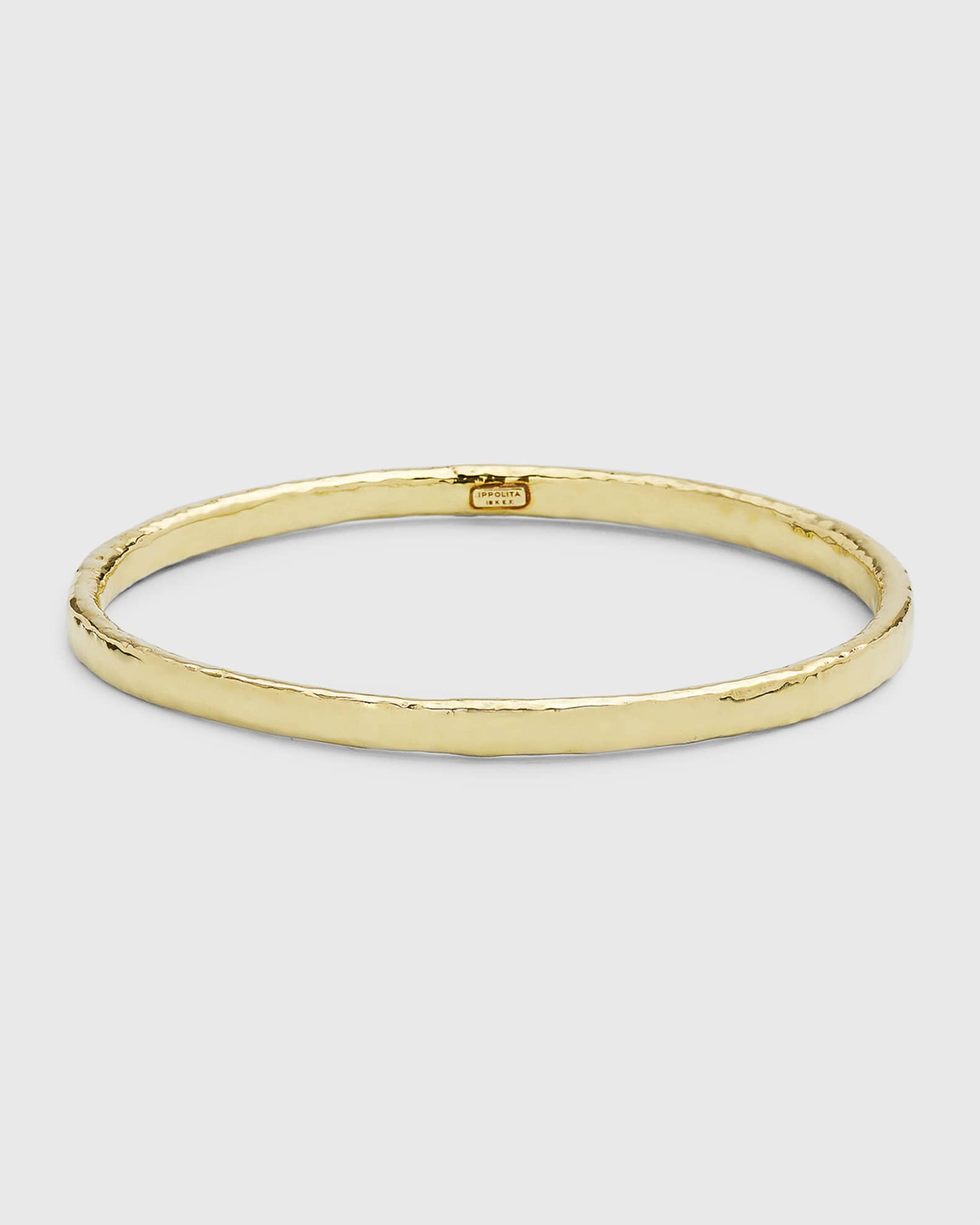 Hammered Flat Bangle in 18K Gold 0