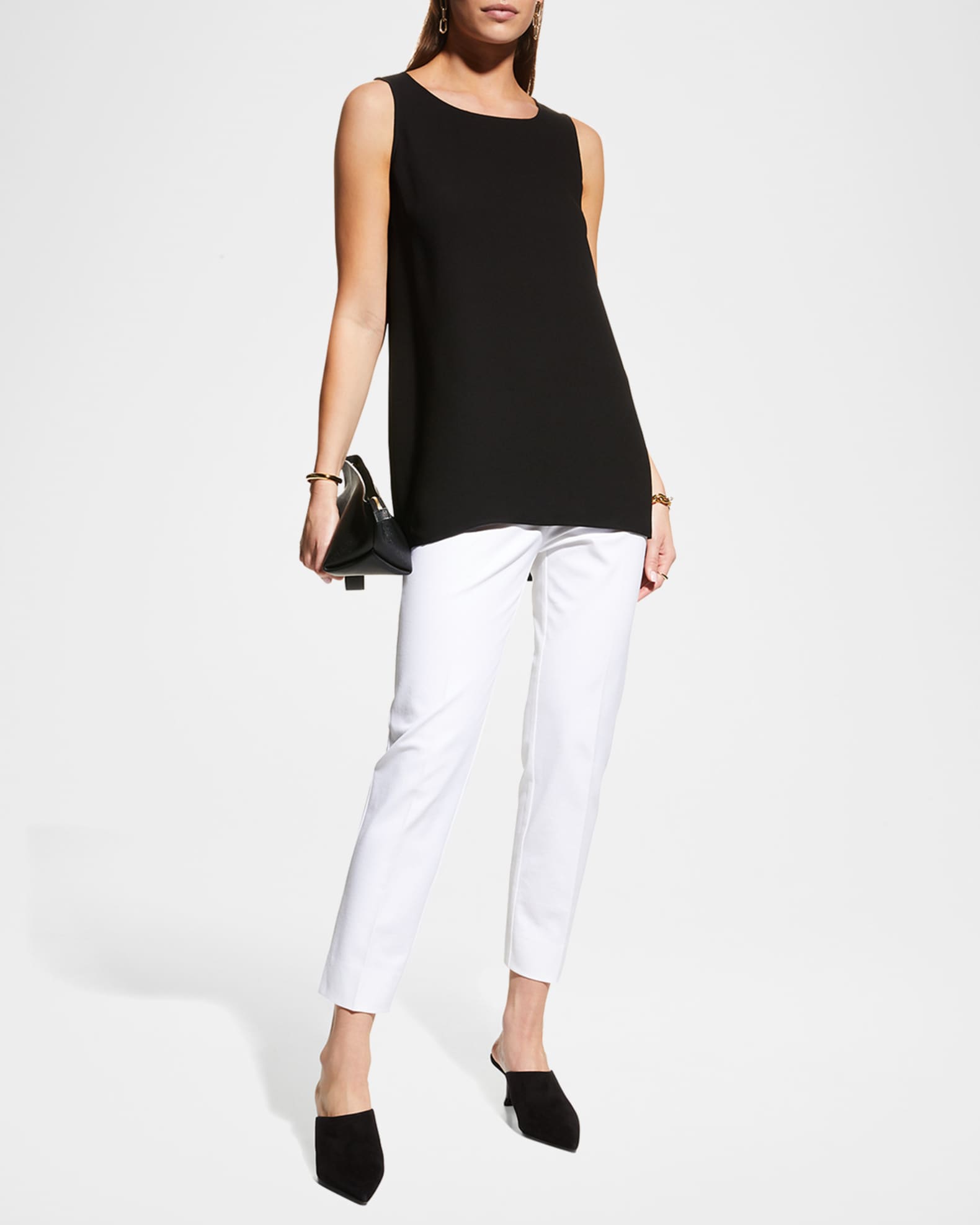 Lafayette 148 New York Ruthie Sleeveless High-Low Hem Silk Blouse ...