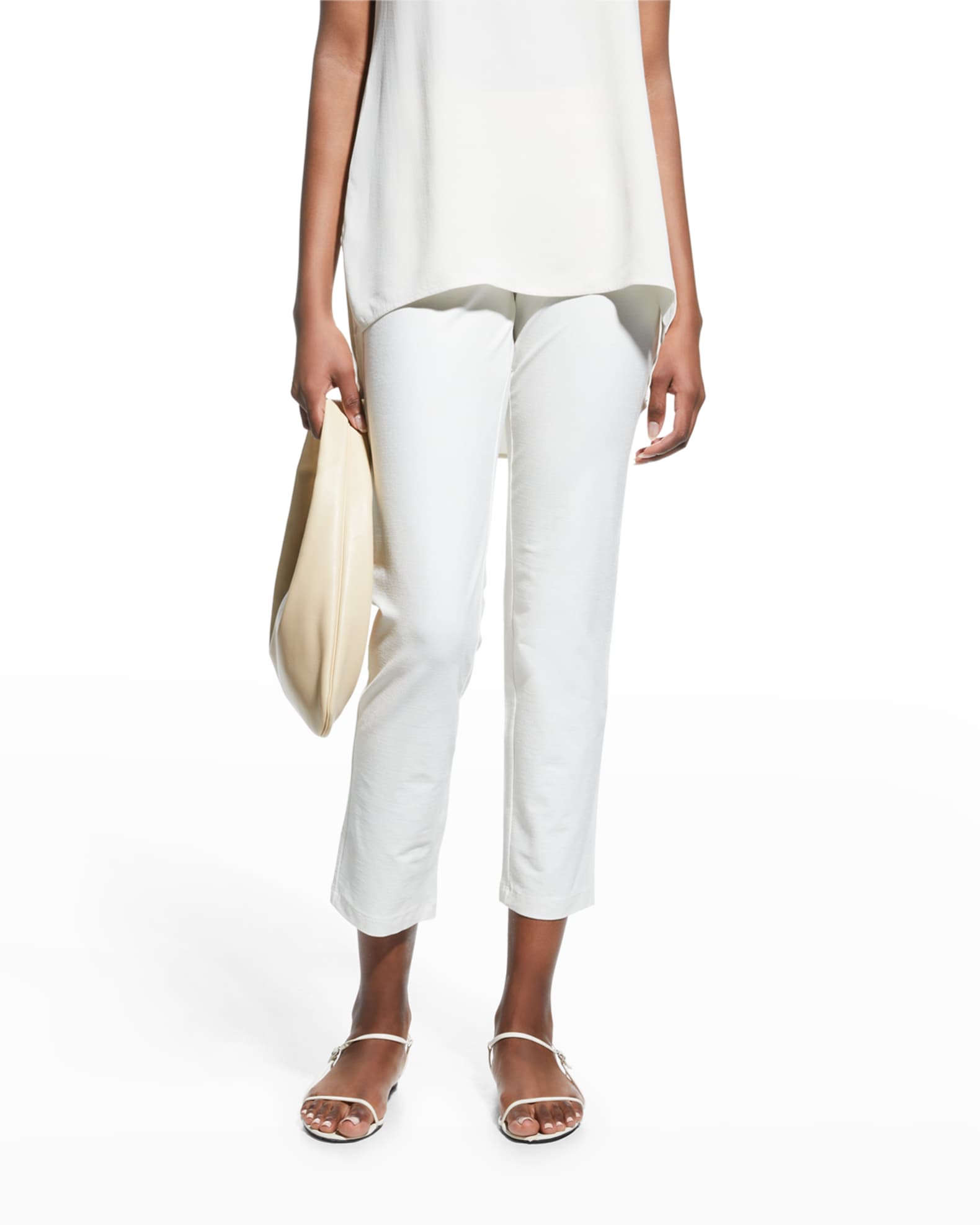 Washable Stretch-Crepe Slim Ankle Pants and Matching Items, Petite