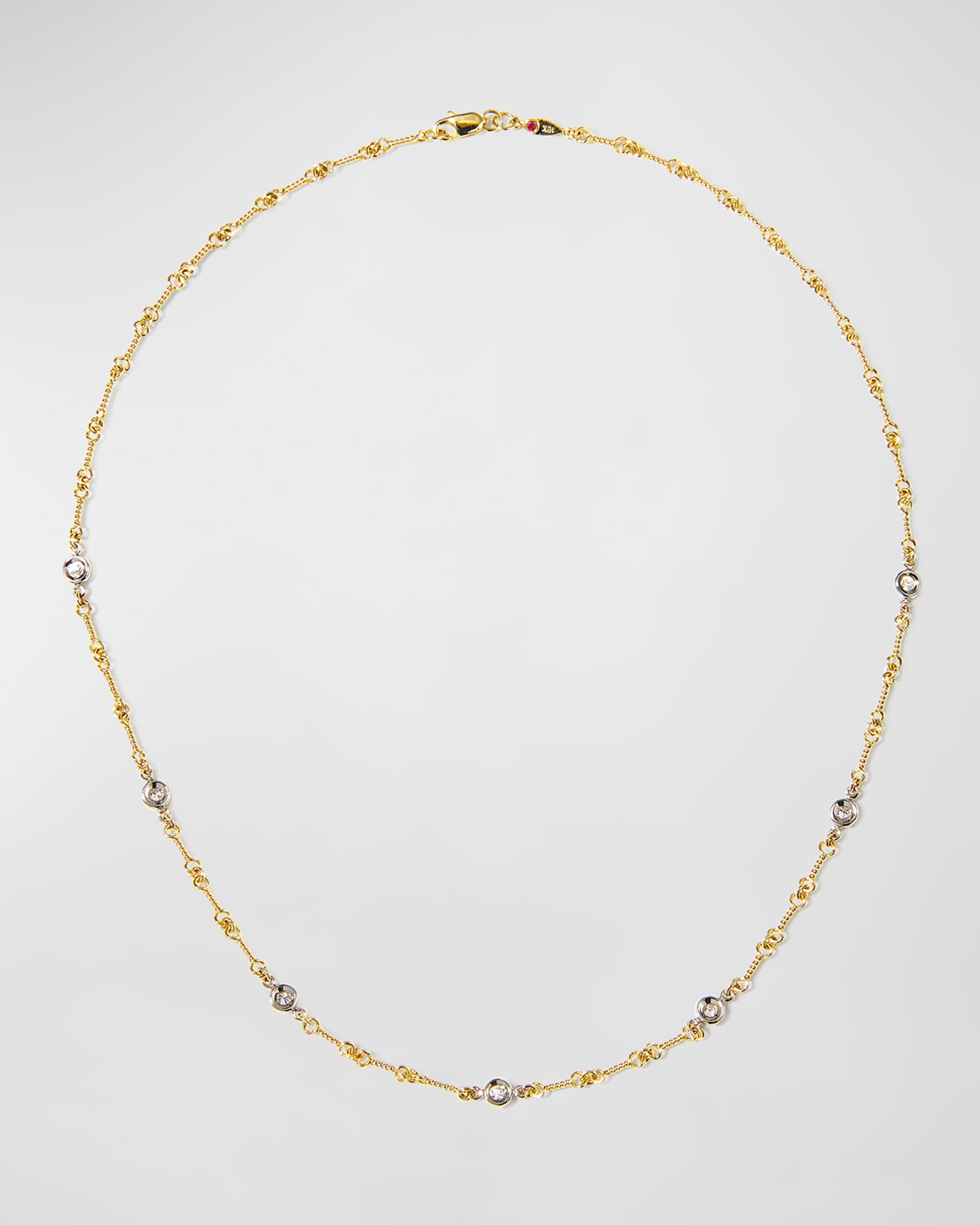 Two-Tone 18k 7-Diamond Dog Bone Necklace 0