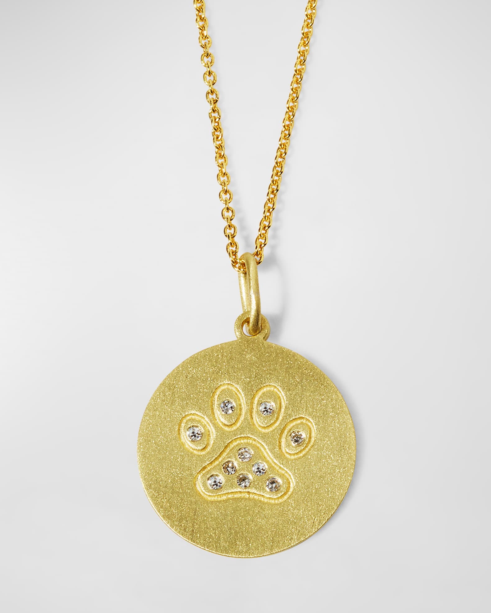 18k Diamond Paw Disc Pendant Necklace 0