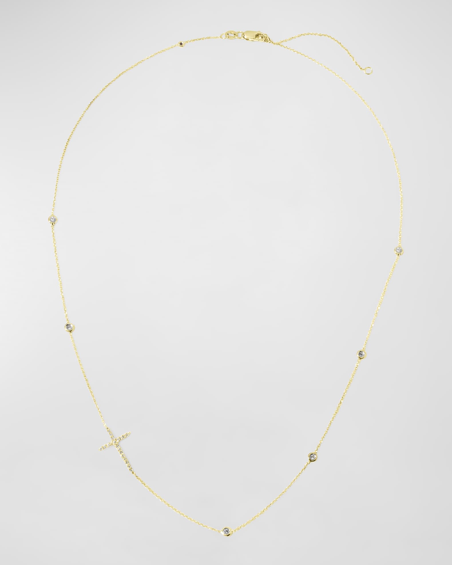 Integrated Diamond Cross Necklace, White Gold 0