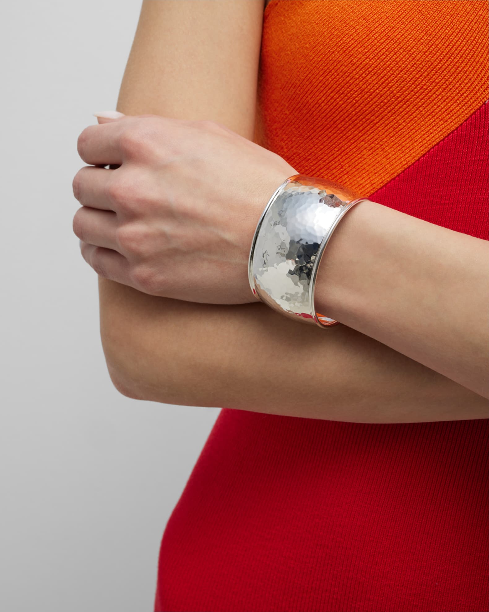Statement Hammered Cuff Bracelet in Sterling Silver 1