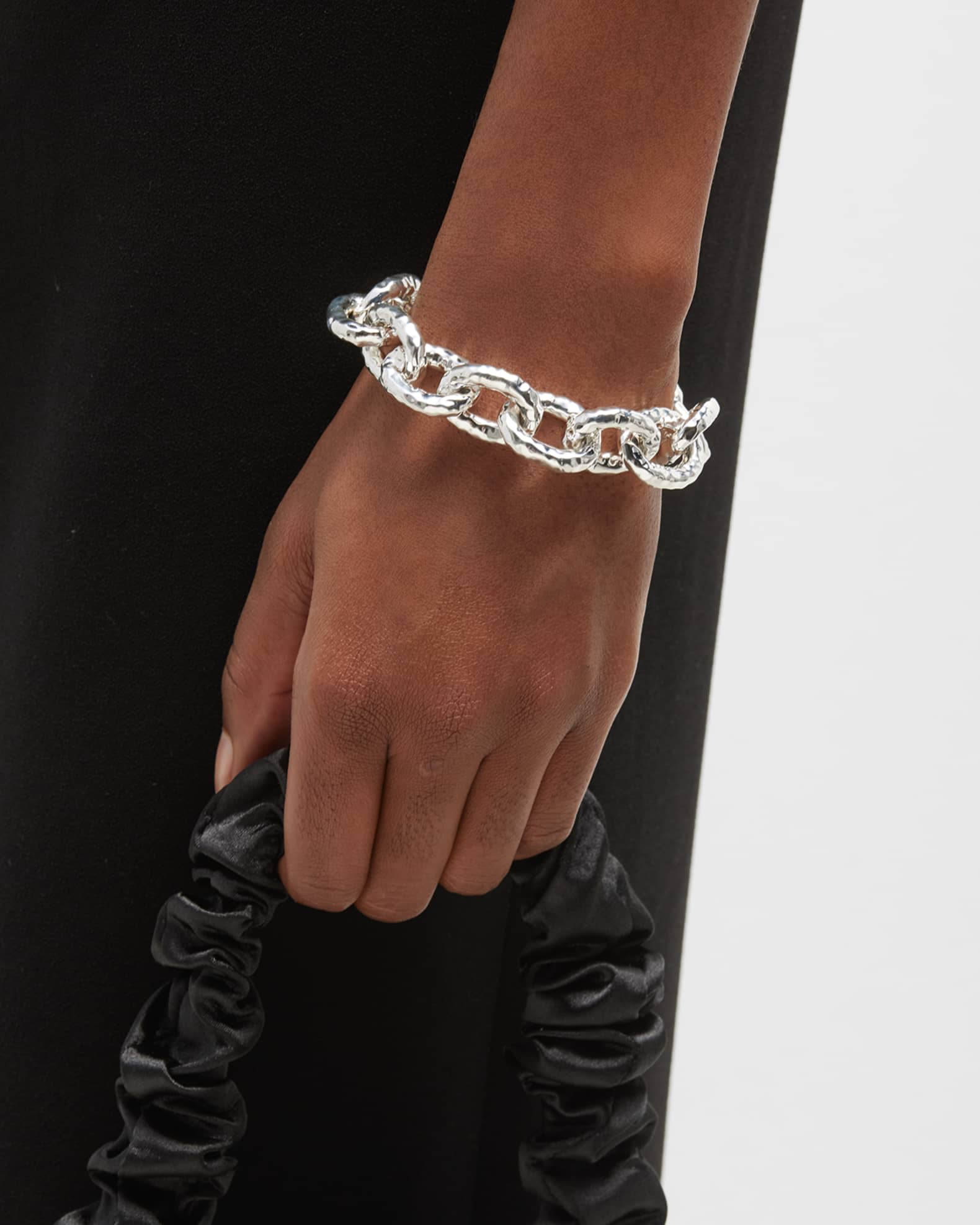 Jumbo Hammered Bastille Link Bracelet in Sterling Silver 1
