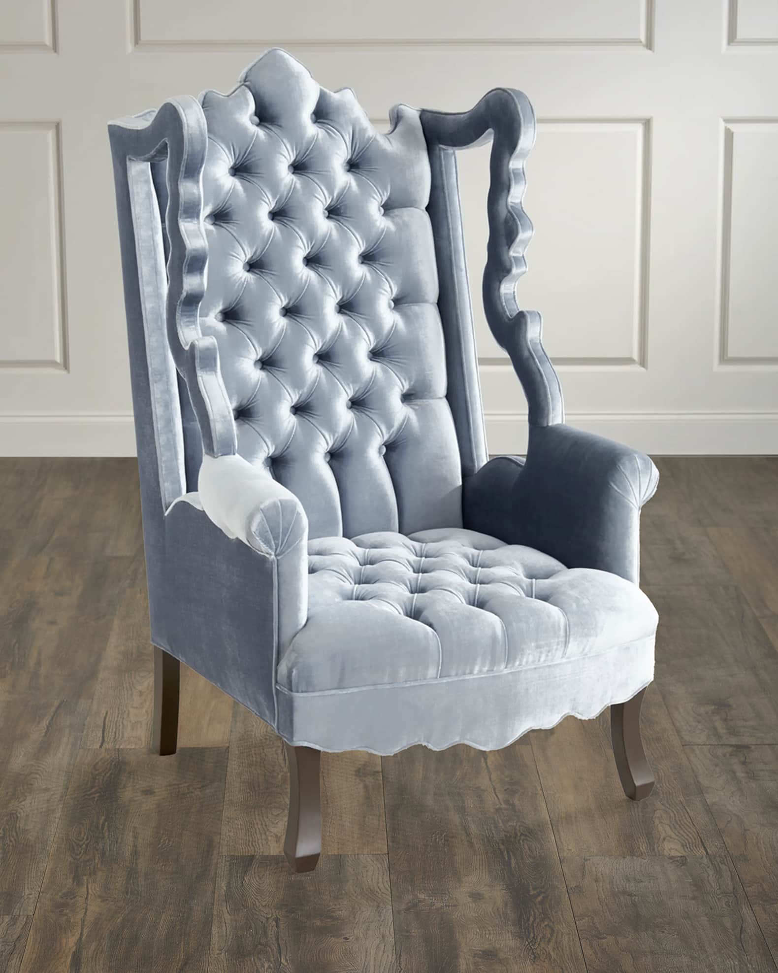 Isabella Tufted Velvet Cut-Out Wing Chair 0