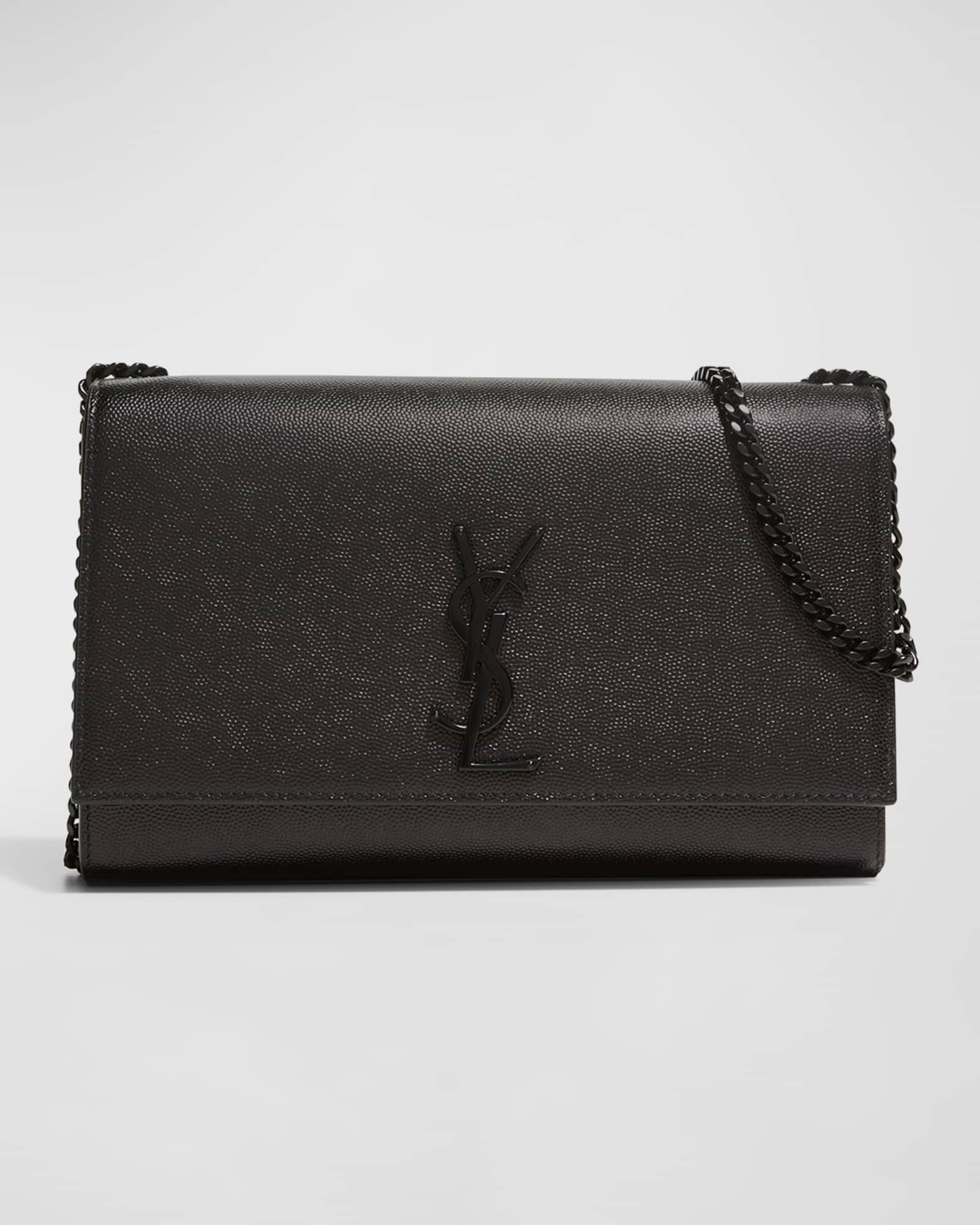 Saint Laurent Kate Medium Grain de Poudre Chain Bag, Black Hardware