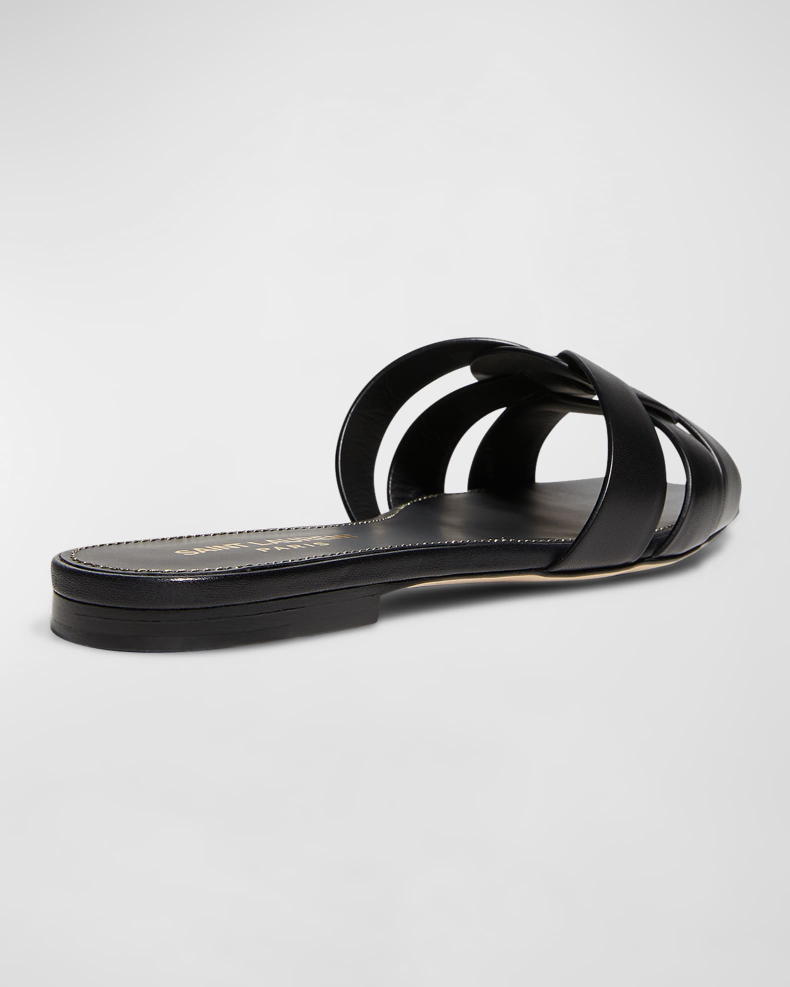 Saint Laurent Woven Leather Sandal Slide | Neiman Marcus Saint Laurent Woven Leather Sandal Slide | Neiman Marcus