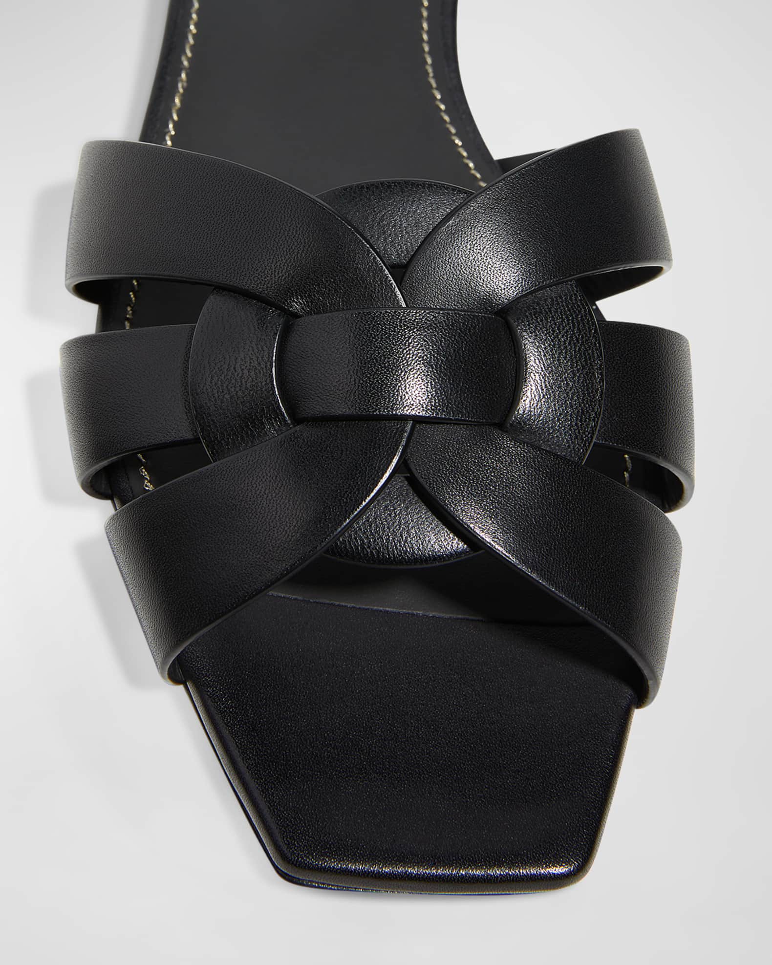 Saint laurent woven leather sandal slide shop