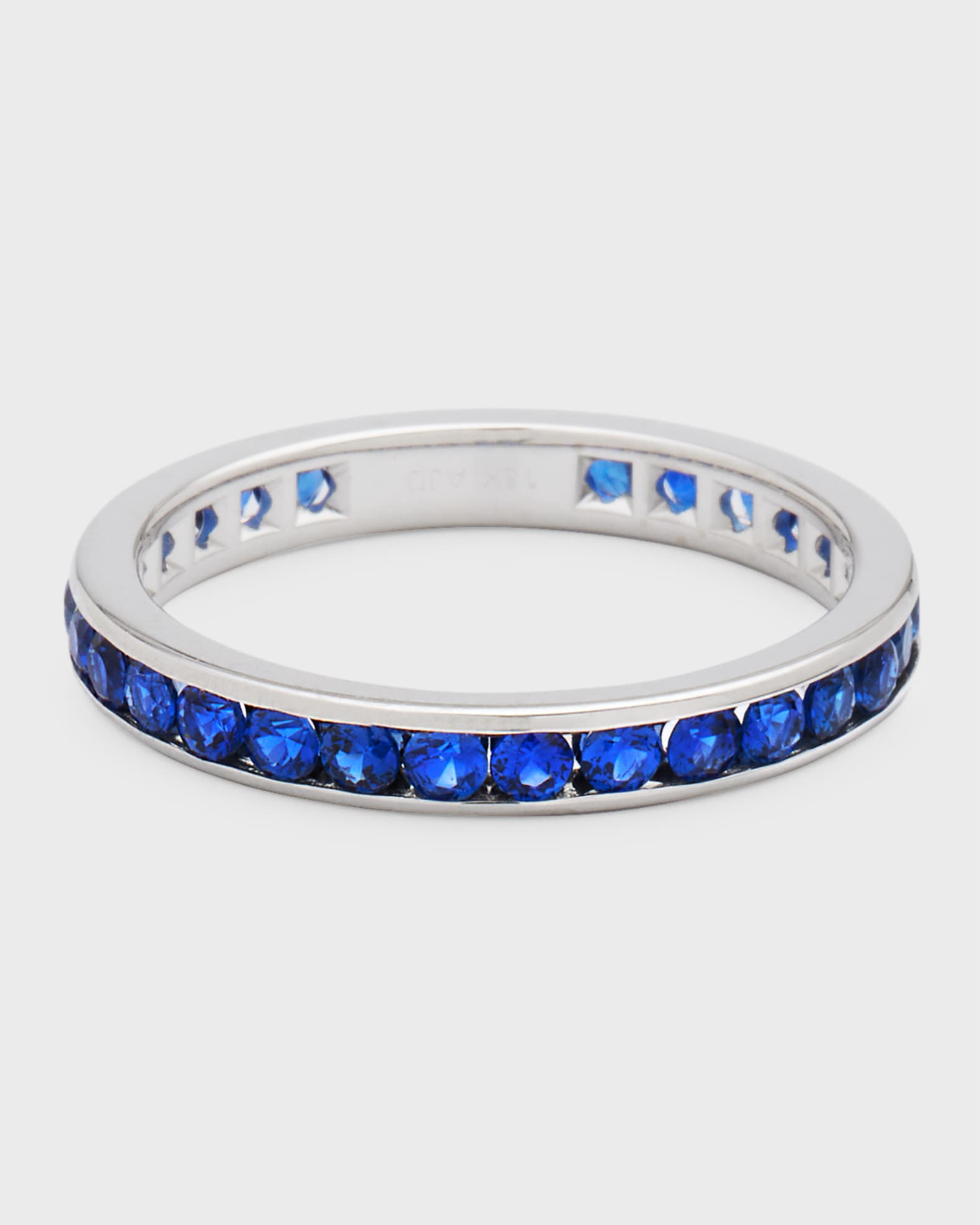 18k White Gold Blue Sapphire Eternity Ring, Size 7, 1.50tcw 0