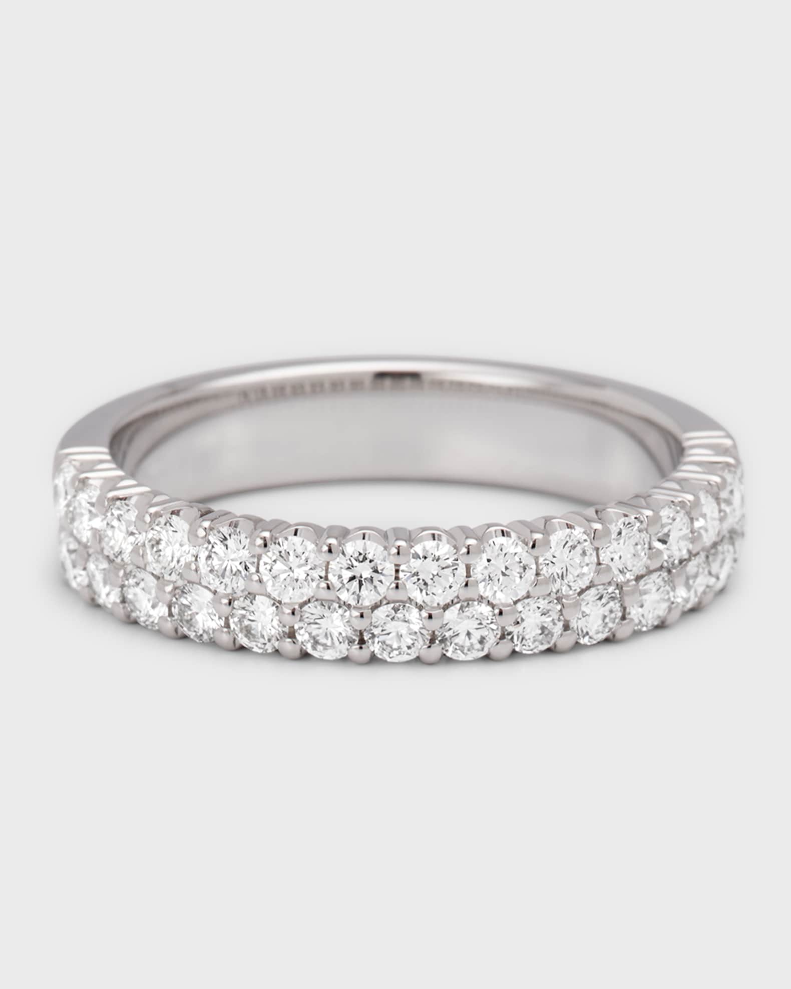 Two-Row Diamond Eternity Band Ring in 18K White Gold, 0.90 tdcw, Size 6.75 0