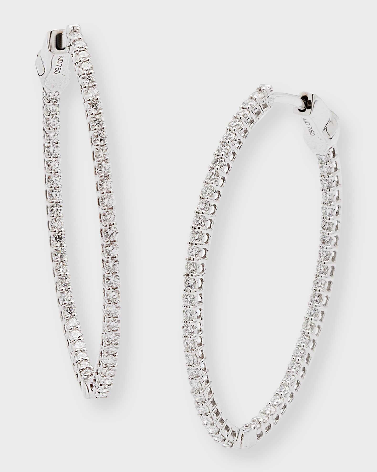 Neiman Marcus Diamonds 18k White Gold Diamond Hoop Earrings, 1.5tcw Neiman Marcus