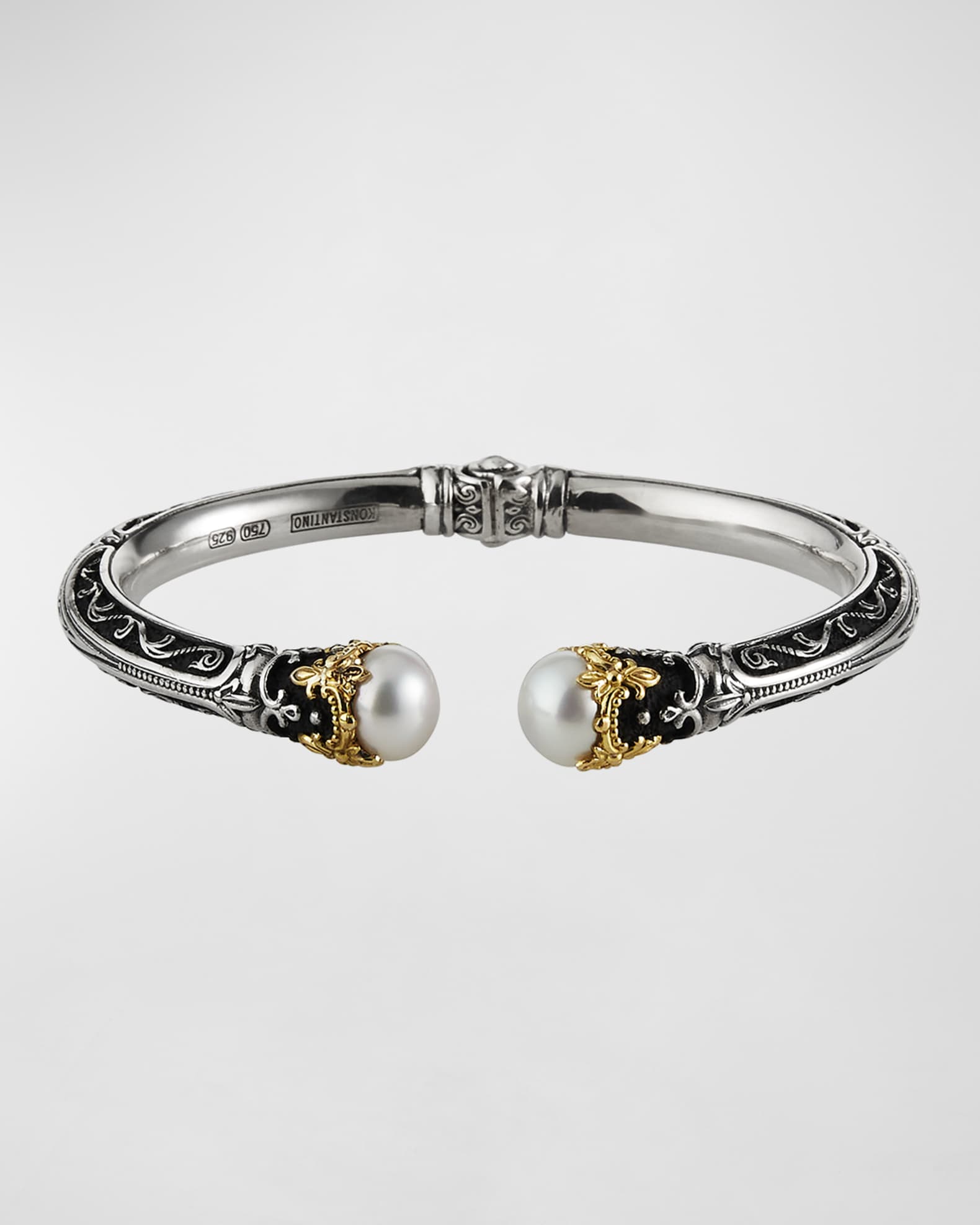 Louis Vuitton White Gold and Cultured Pearl Monogram Bangle Bracelet , Contemporary Jewelry