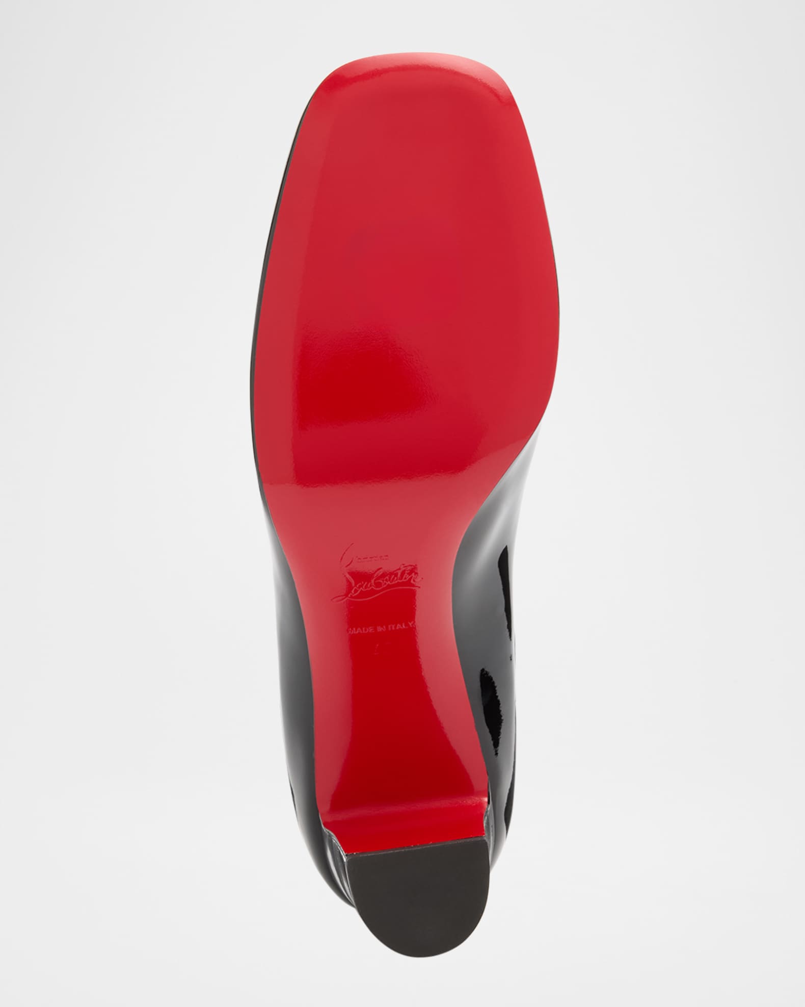 Christian Louboutin Cadrilla Patent Block Heel Red Sole Pump Neiman Marcus