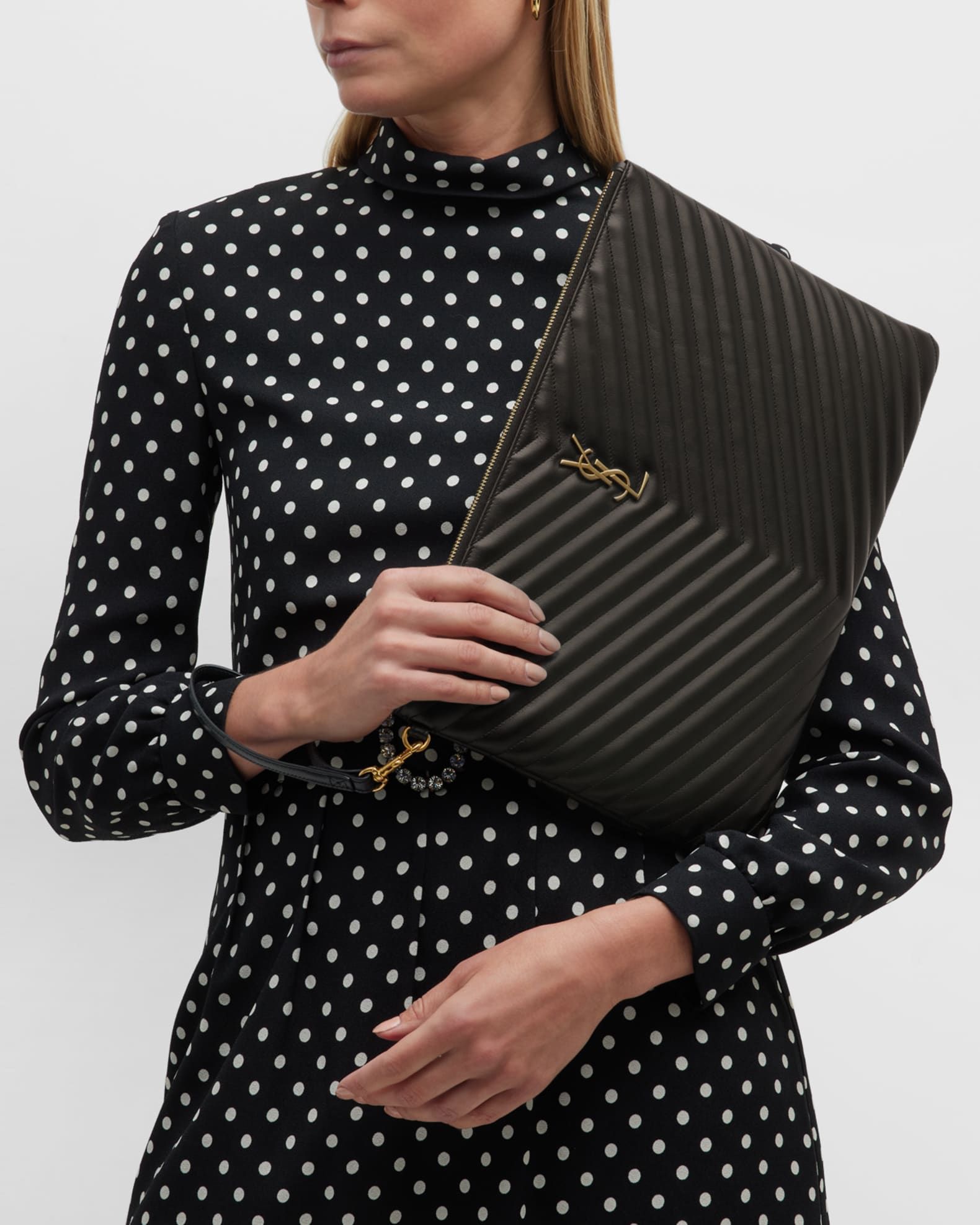 Saint laurent monogram leather pouch sale