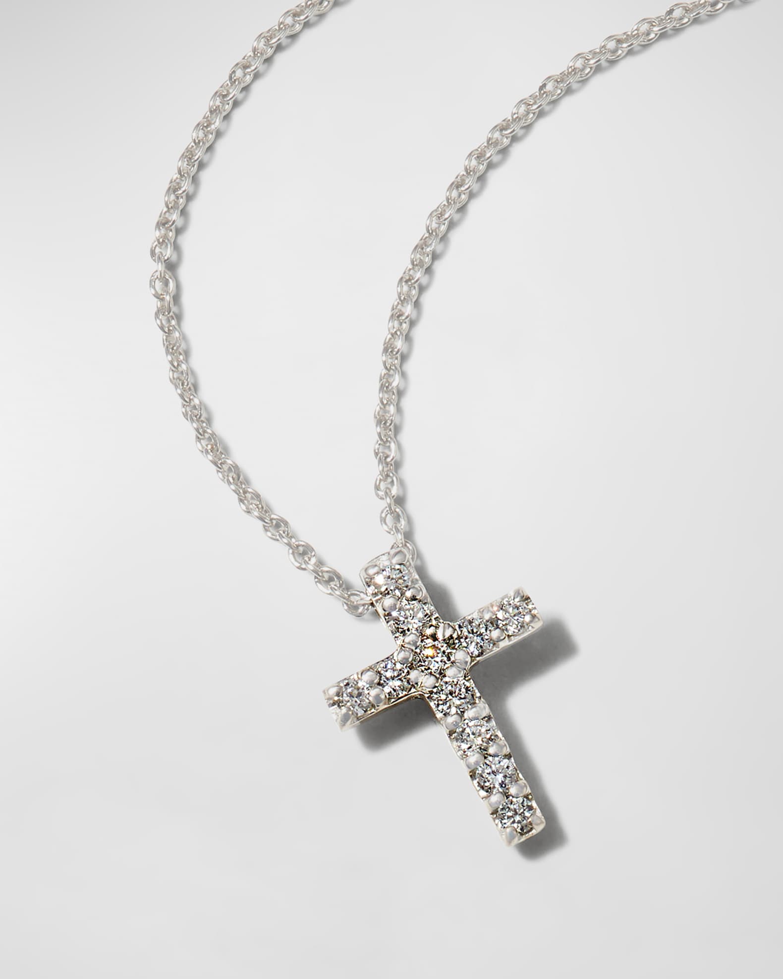 Roberto Coin 18k Small Diamond Cross Pendant Necklace | Neiman Marcus