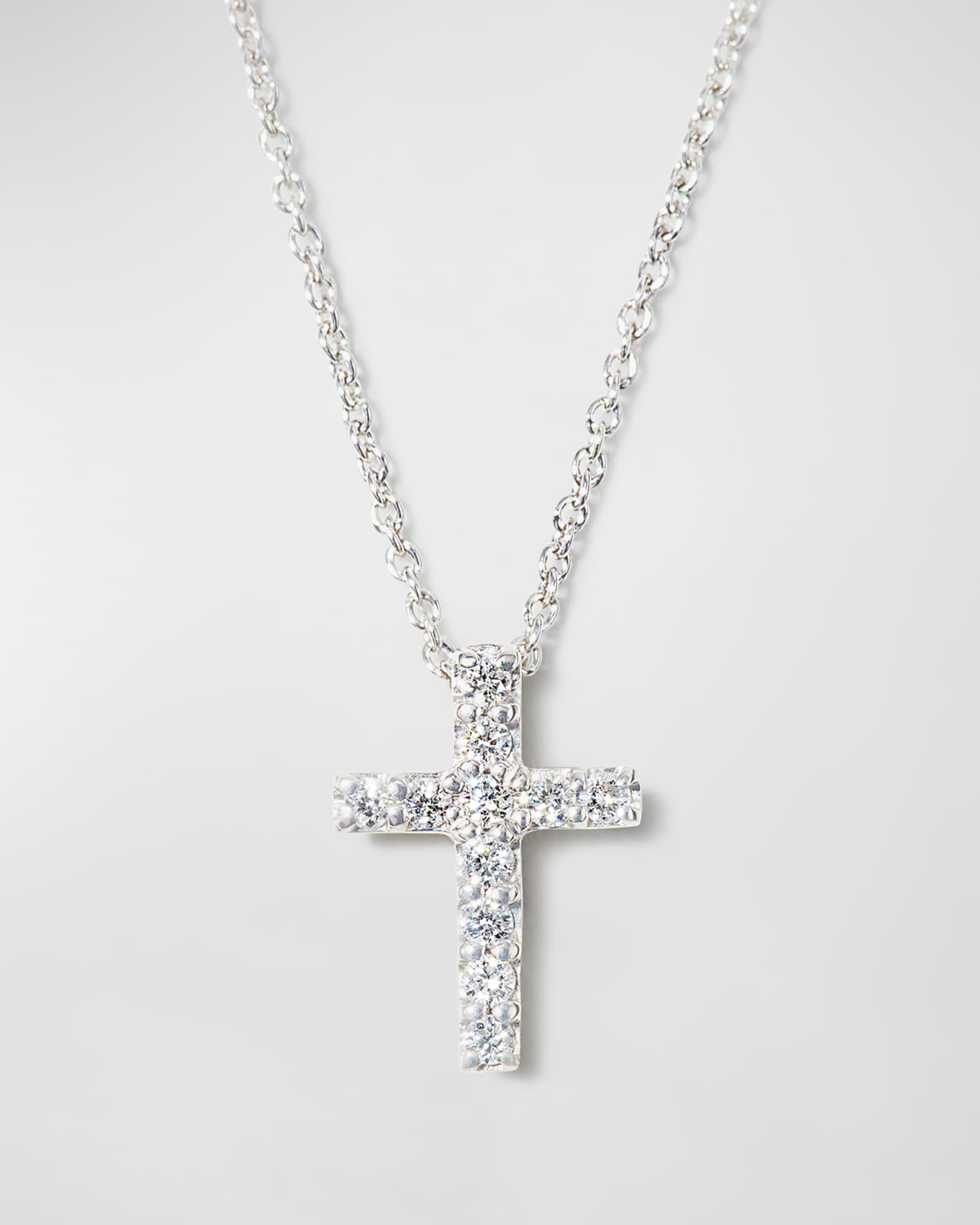 Roberto Coin 18k Small Diamond Cross Pendant Necklace