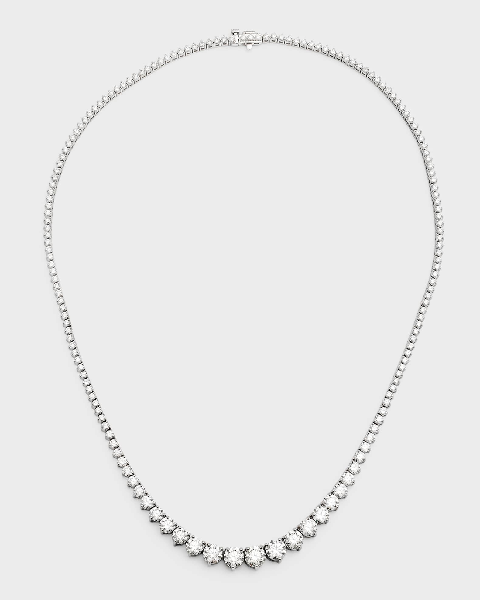 Neiman Marcus Diamonds 18K White Gold Graduated GH VS1 Diamond Tennis Necklace 17 L 12.2tcw