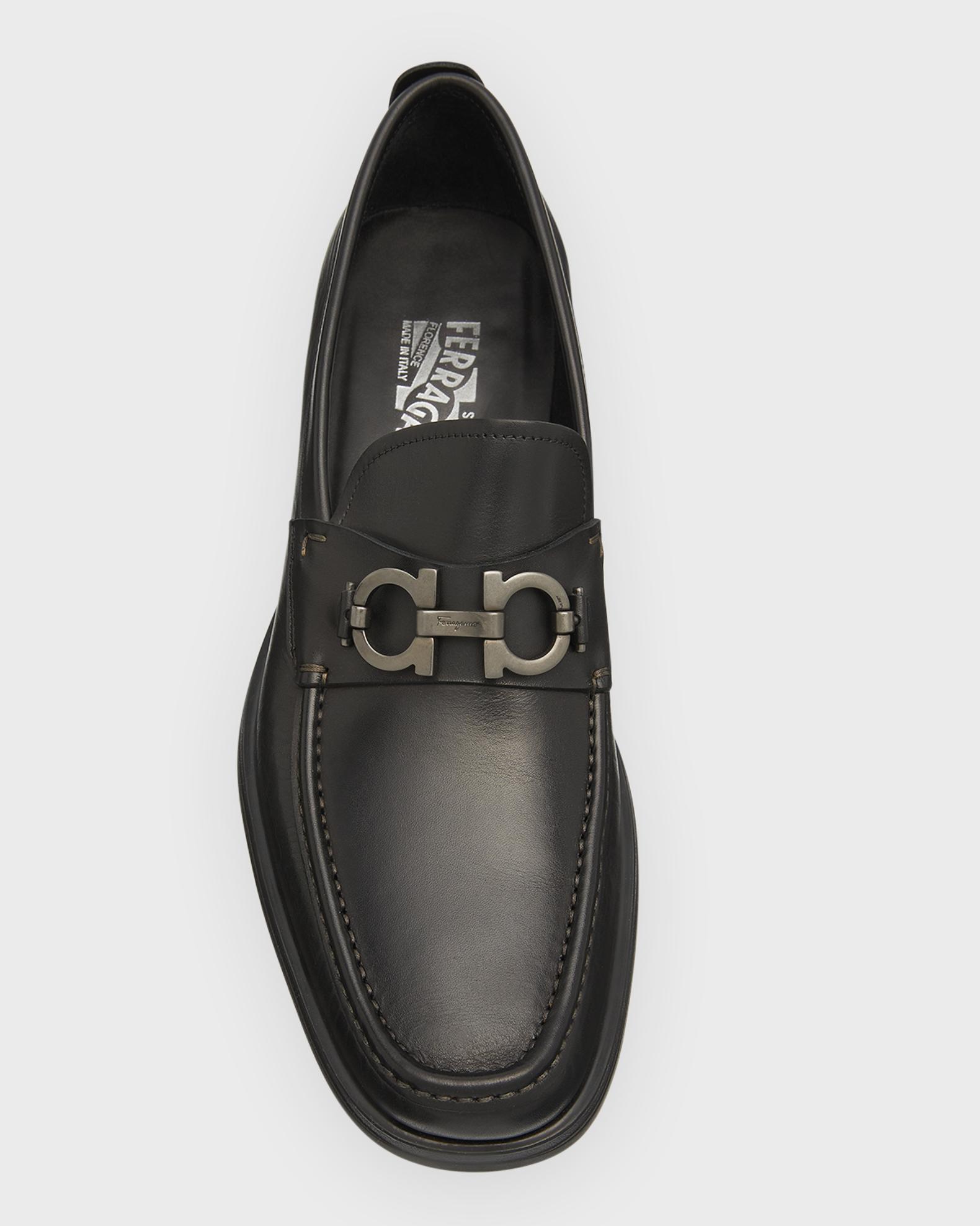 Ferragamo David Buckle Loafers Lug Sole Made in Italy 11 D Black Leather Ferragamo Men main image 4