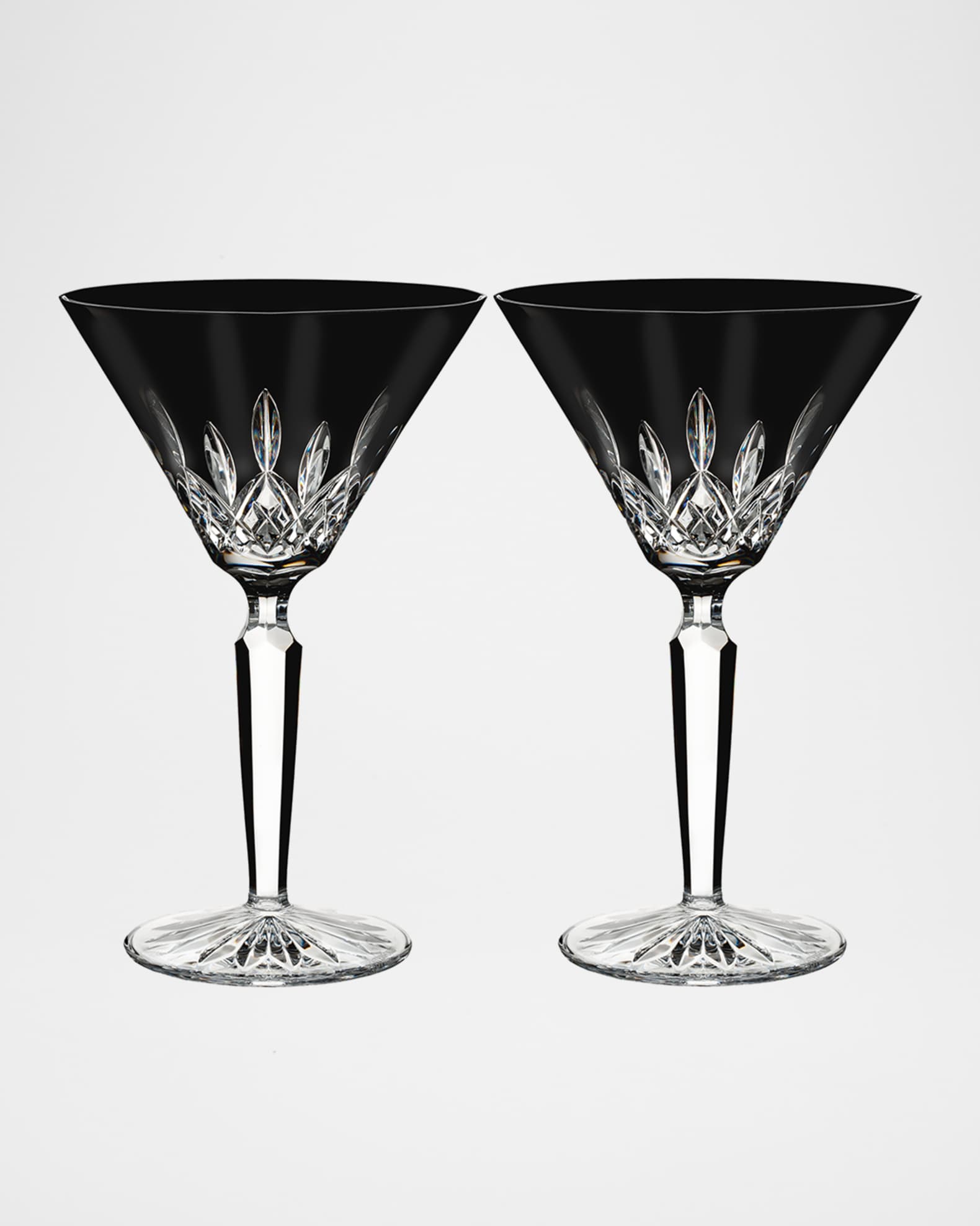 Waterford Crystal Set of 2 Lismore Black Martini Glasses