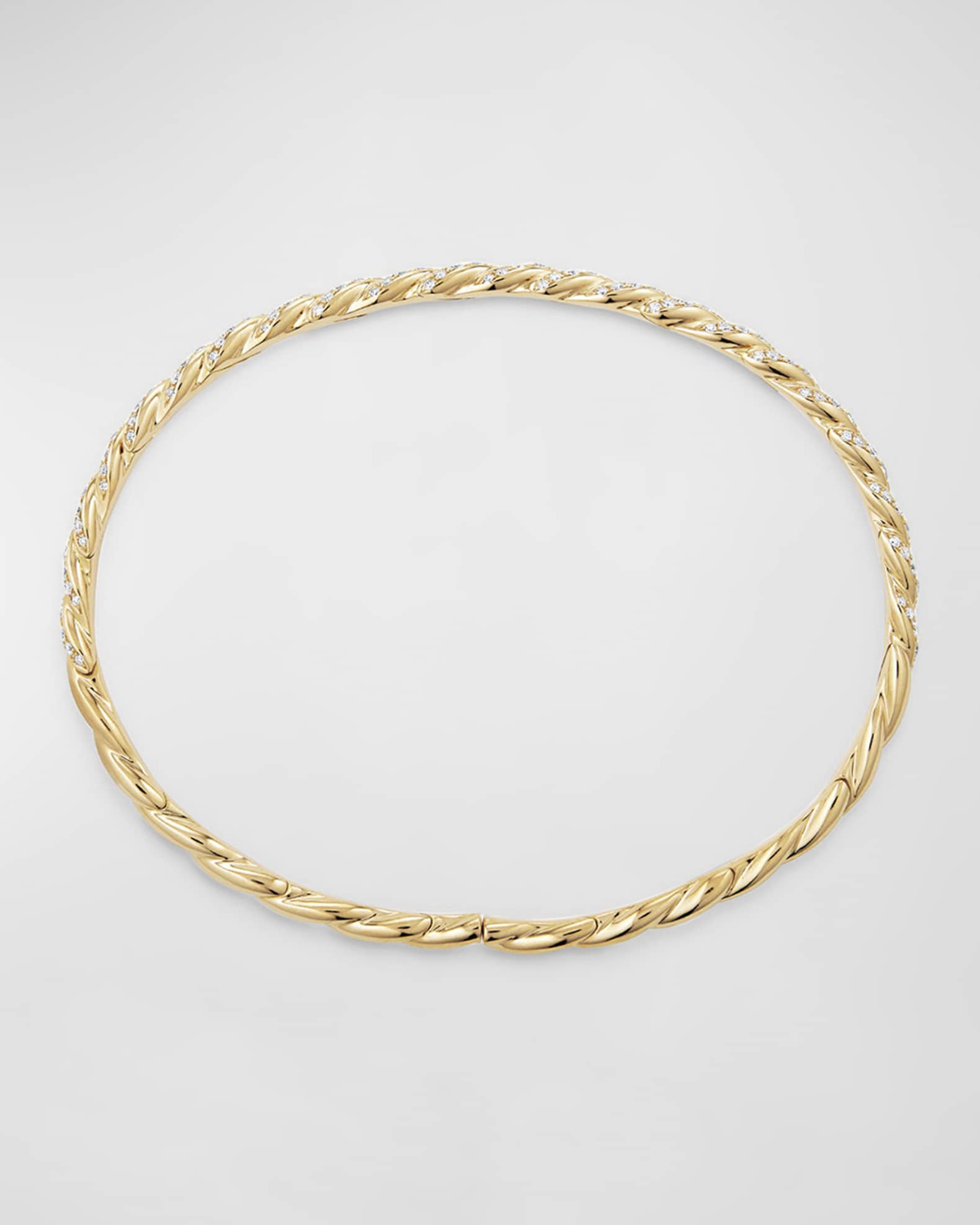 David Yurman 3.4mm Paveflex 18K Gold Bracelet with Diamonds | Neiman Marcus
