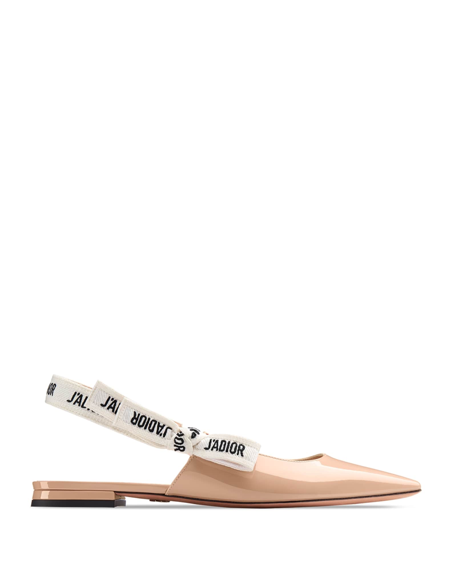 Dior J'aDior Pointy Patent Slingback Flats | Neiman Marcus