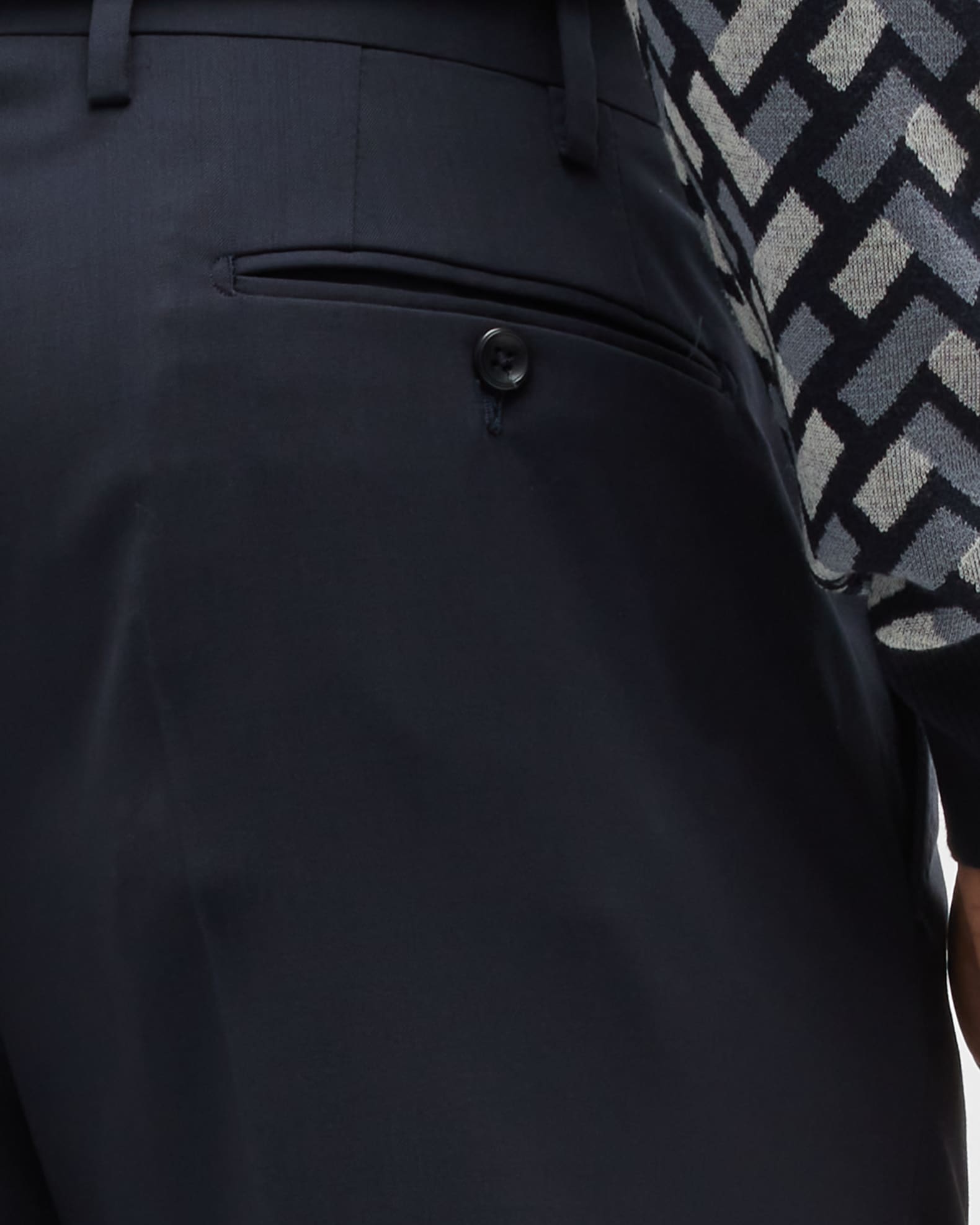 Giorgio Armani Basic Wool Flat-Front Trousers, Navy Blue | Neiman Marcus