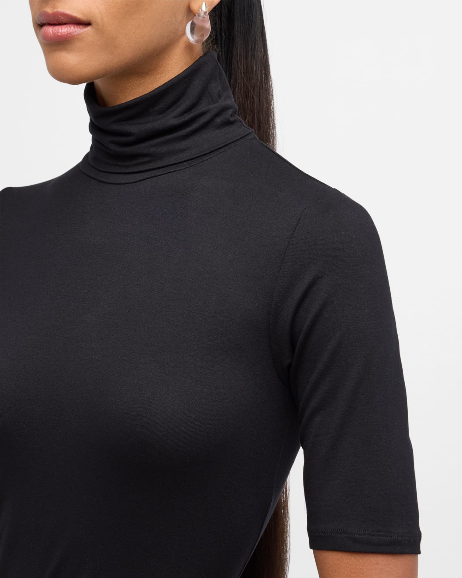 Majestic Soft Touch Semi-Relaxed Long Sleeve Drop Shoulder Turtleneck in Anthracite