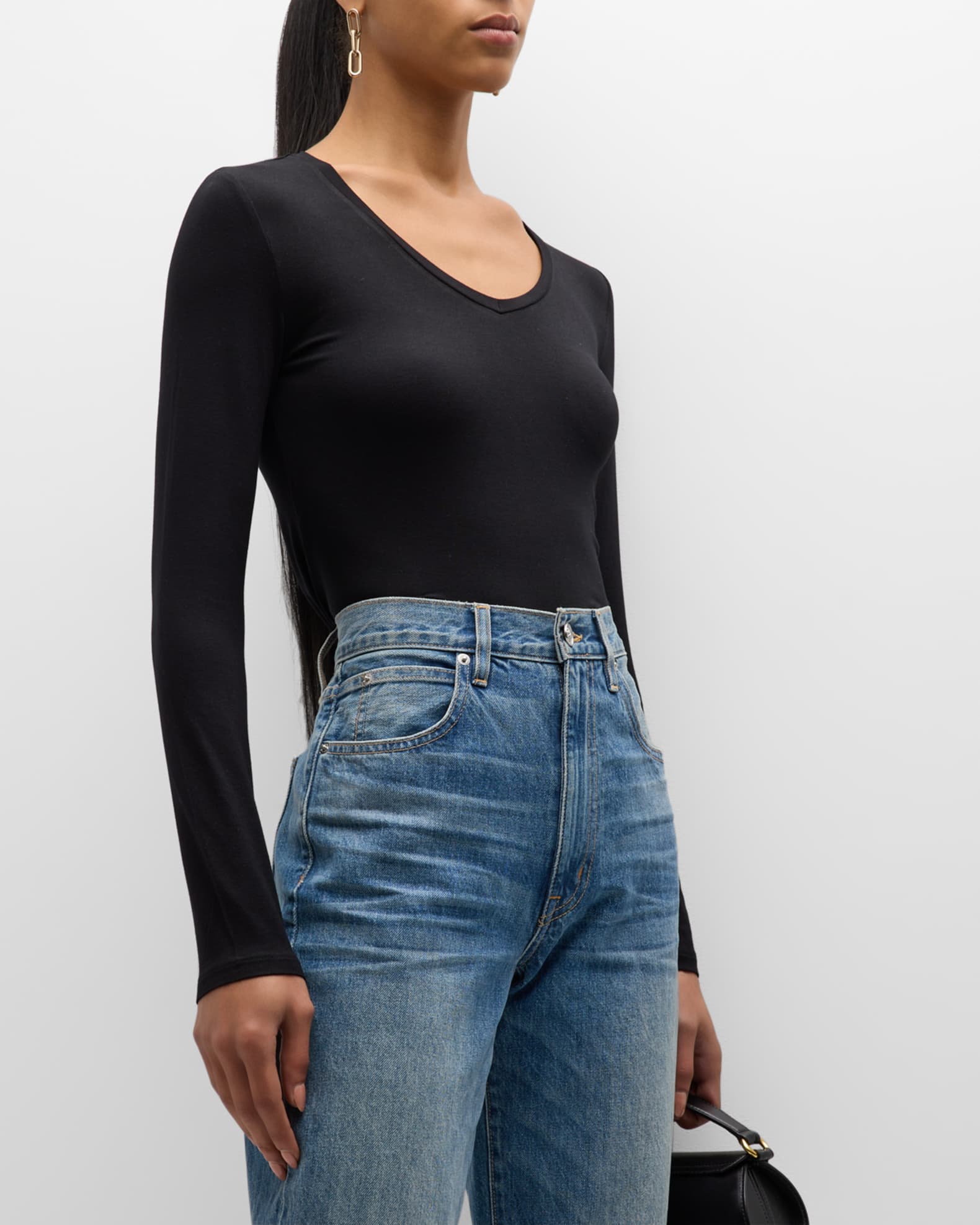 Majestic Filatures Soft Touch Long-Sleeve V-Neck Tee | Neiman Marcus