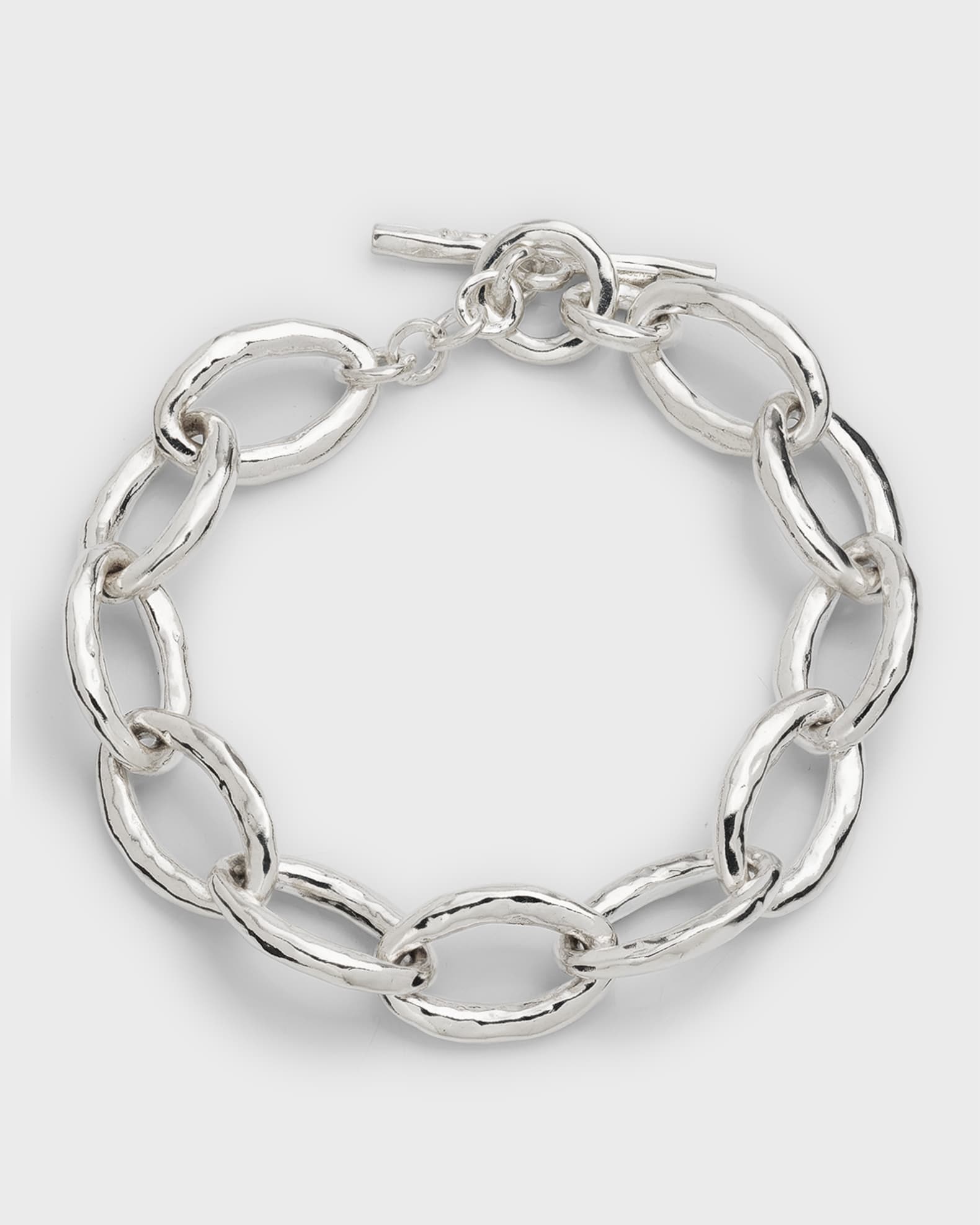 Mini Hammered Bastille Link Bracelet in Sterling Silver 0