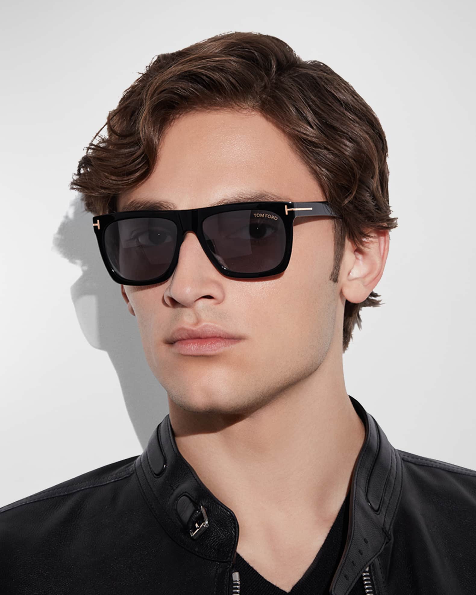 TOM FORD Morgan Thick Square Acetate Sunglasses, Black/Blue | Neiman Marcus