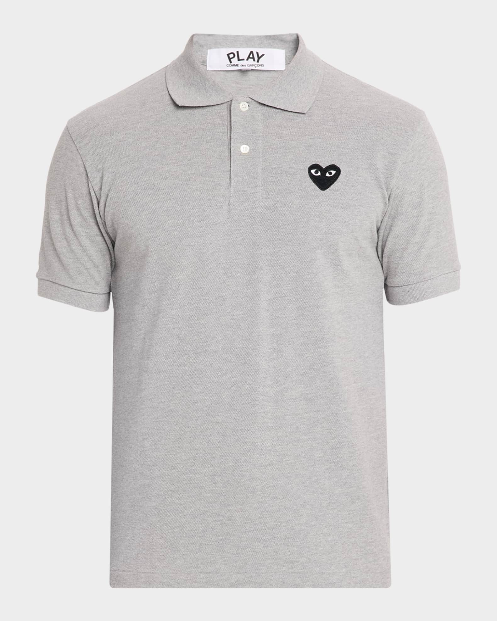Comme des Garcons Men's Black Heart Cotton Polo Shirt | Neiman Marcus