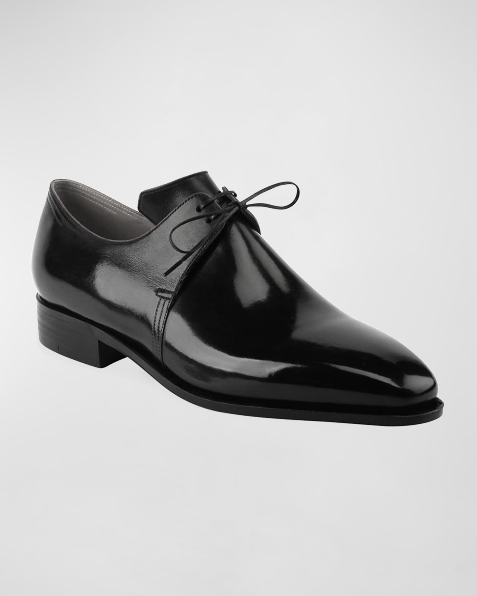 Corthay Arca Calf Leather Derby Shoe with Red Piping, Black