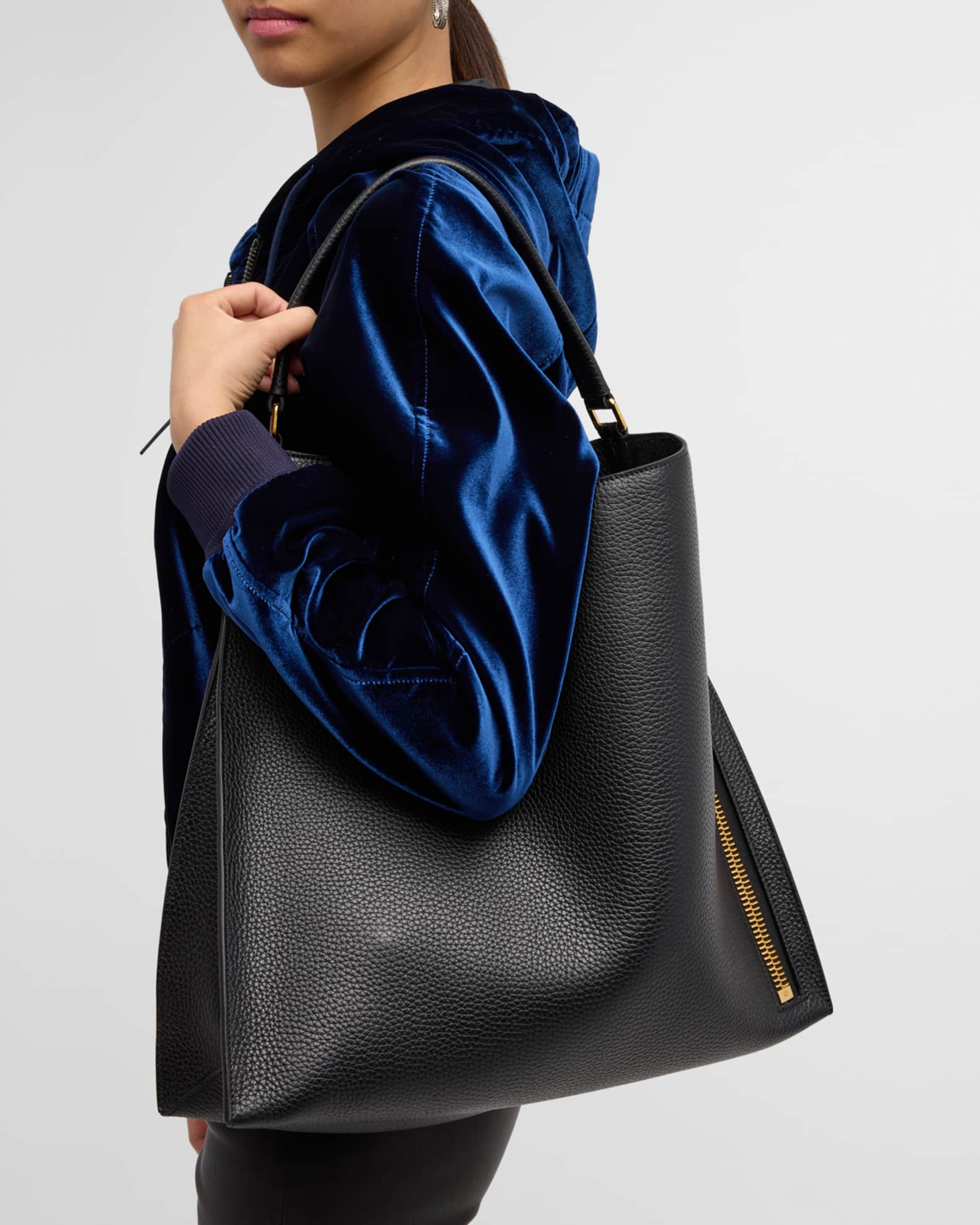 Grain Leather Alix Large Hobo Tom Ford Black