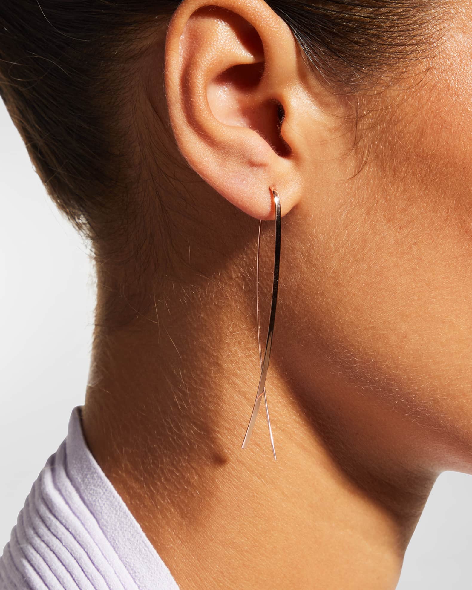 14k Elite Narrow Upside Down Hoop Earrings 1