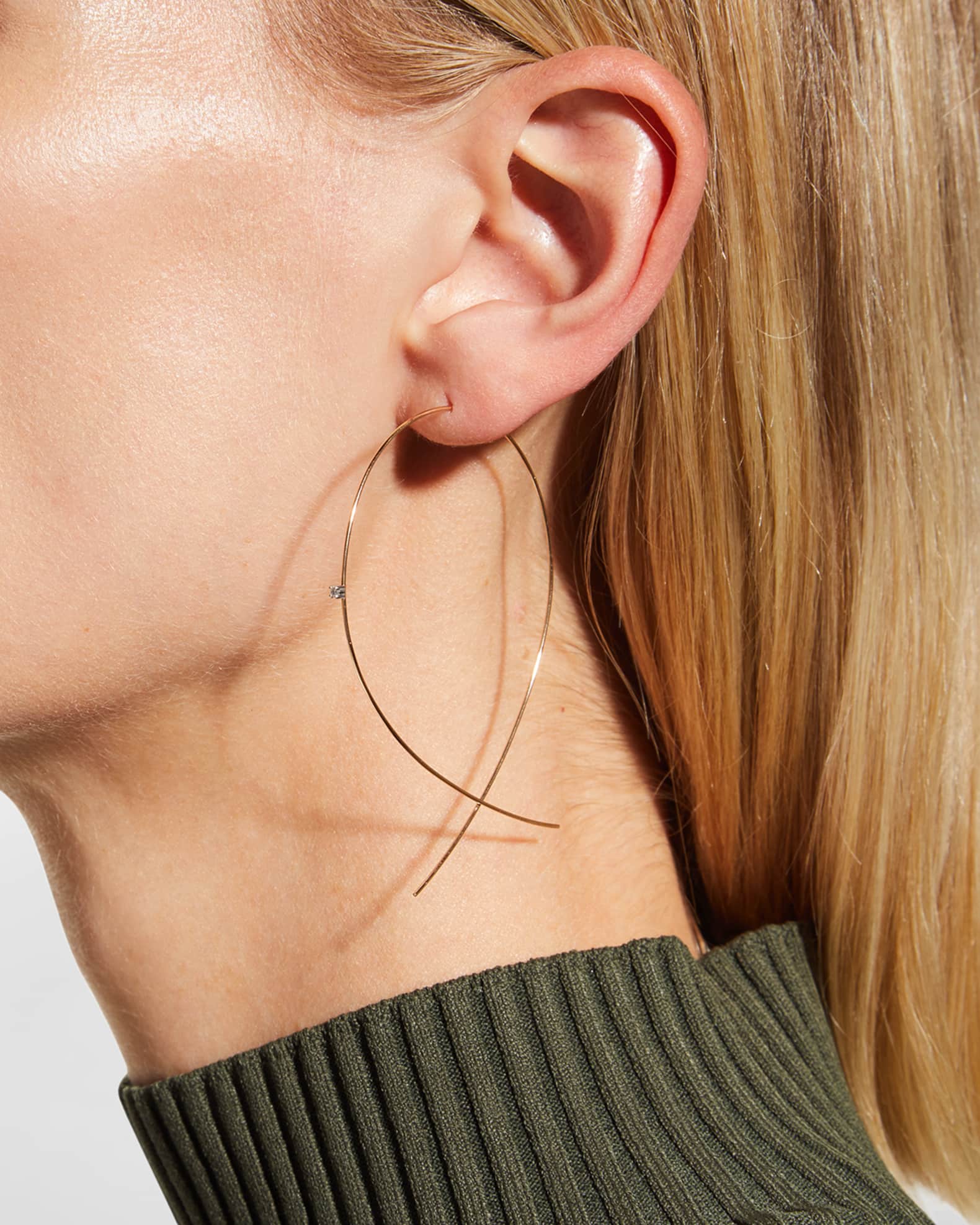 Large Upside Down Hoops with Diamonds 1