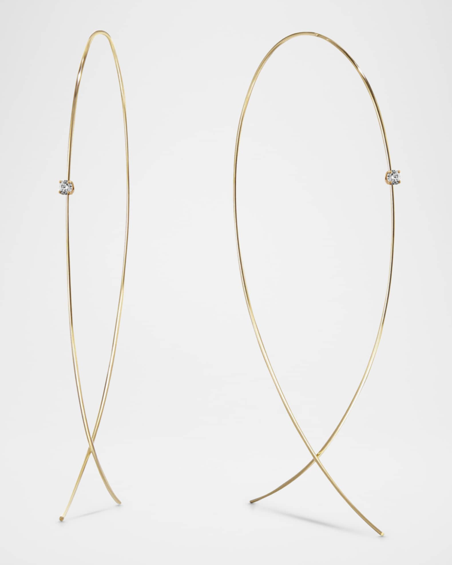 Large Upside Down Hoops with Diamonds 0
