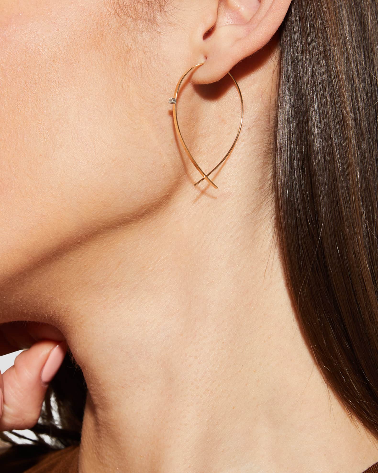 Small Flat Diamond Hoop Earrings 1