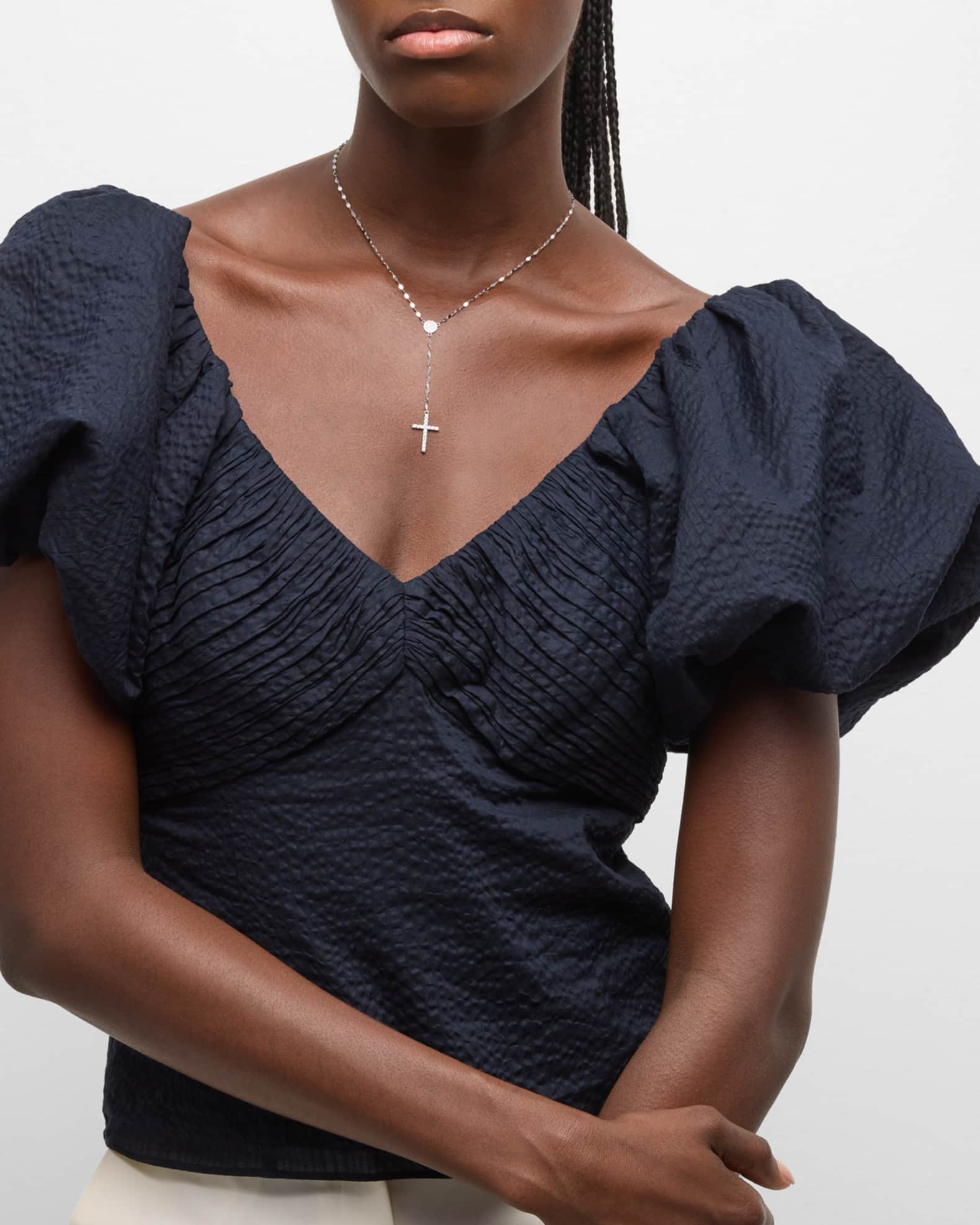 LANA 14K Gold Femme Fatale Crossary Necklace with Diamonds | Neiman Marcus