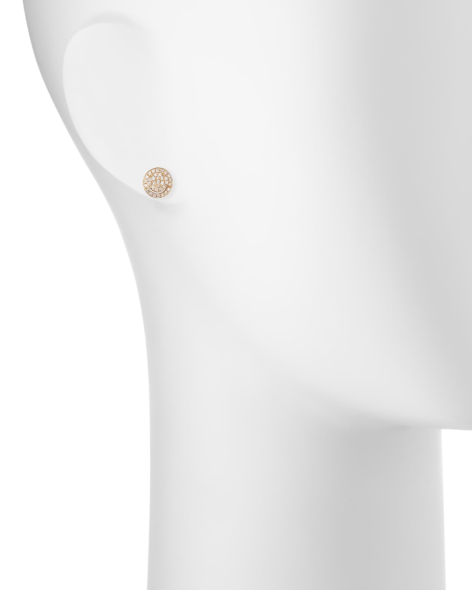 14k Pave Diamond Happy Face Single Stud Earring 1