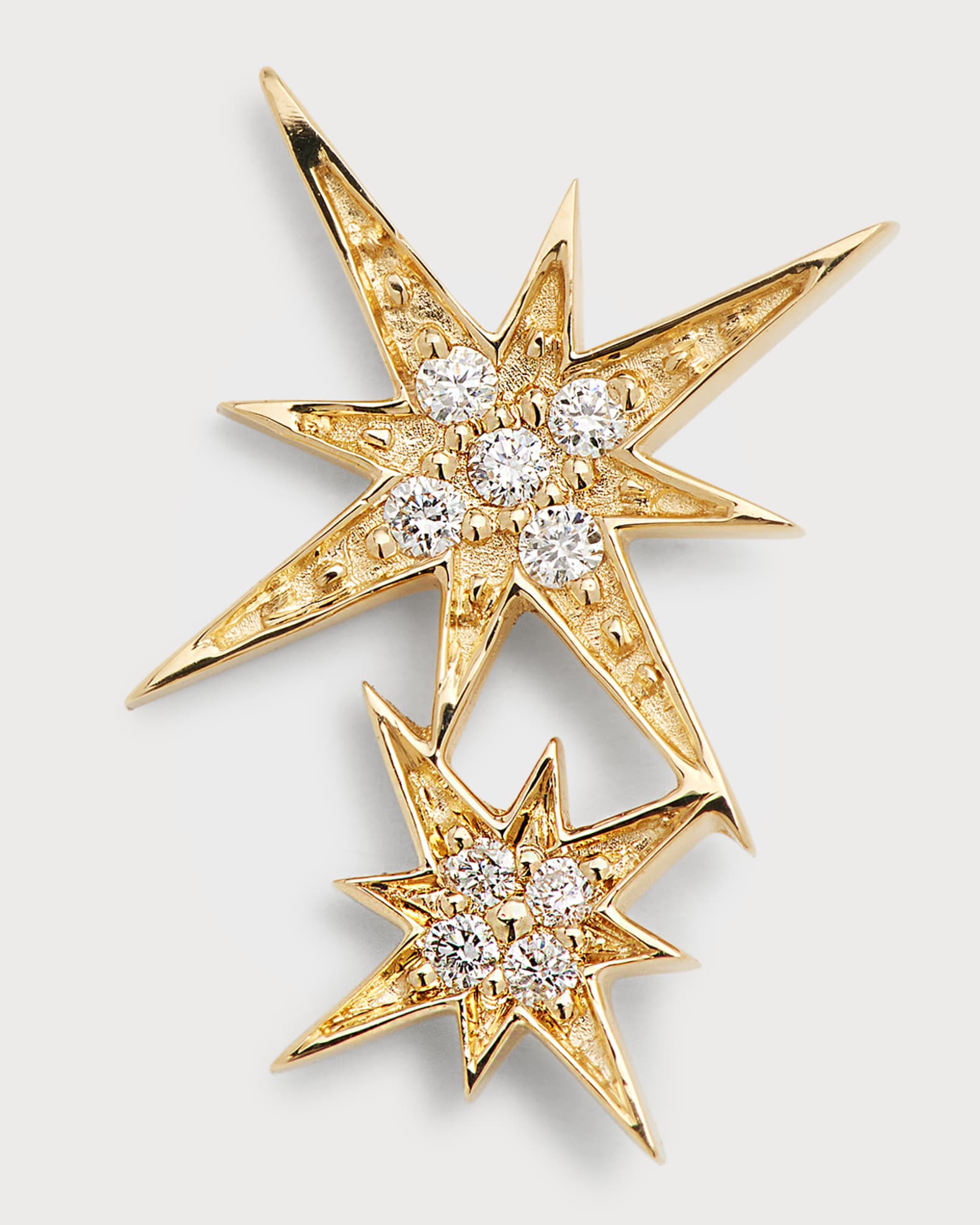 14k Pave Diamond Double Starburst Stud Earring 0
