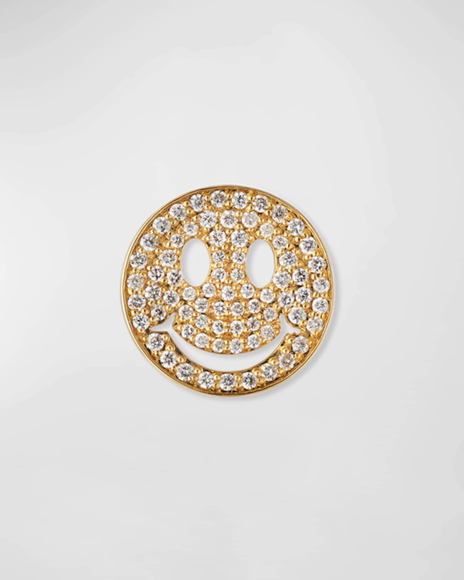 Large Pave Diamond Happy Face Stud Earring 0