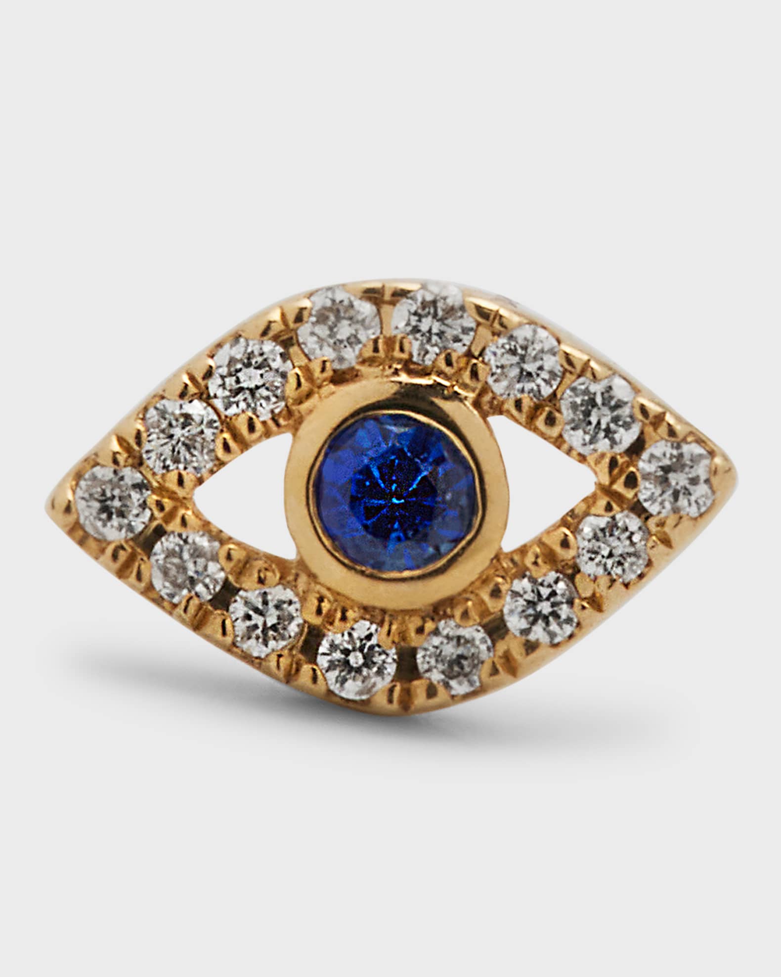 14k Diamond Mini Evil Eye Single Stud Earring 0
