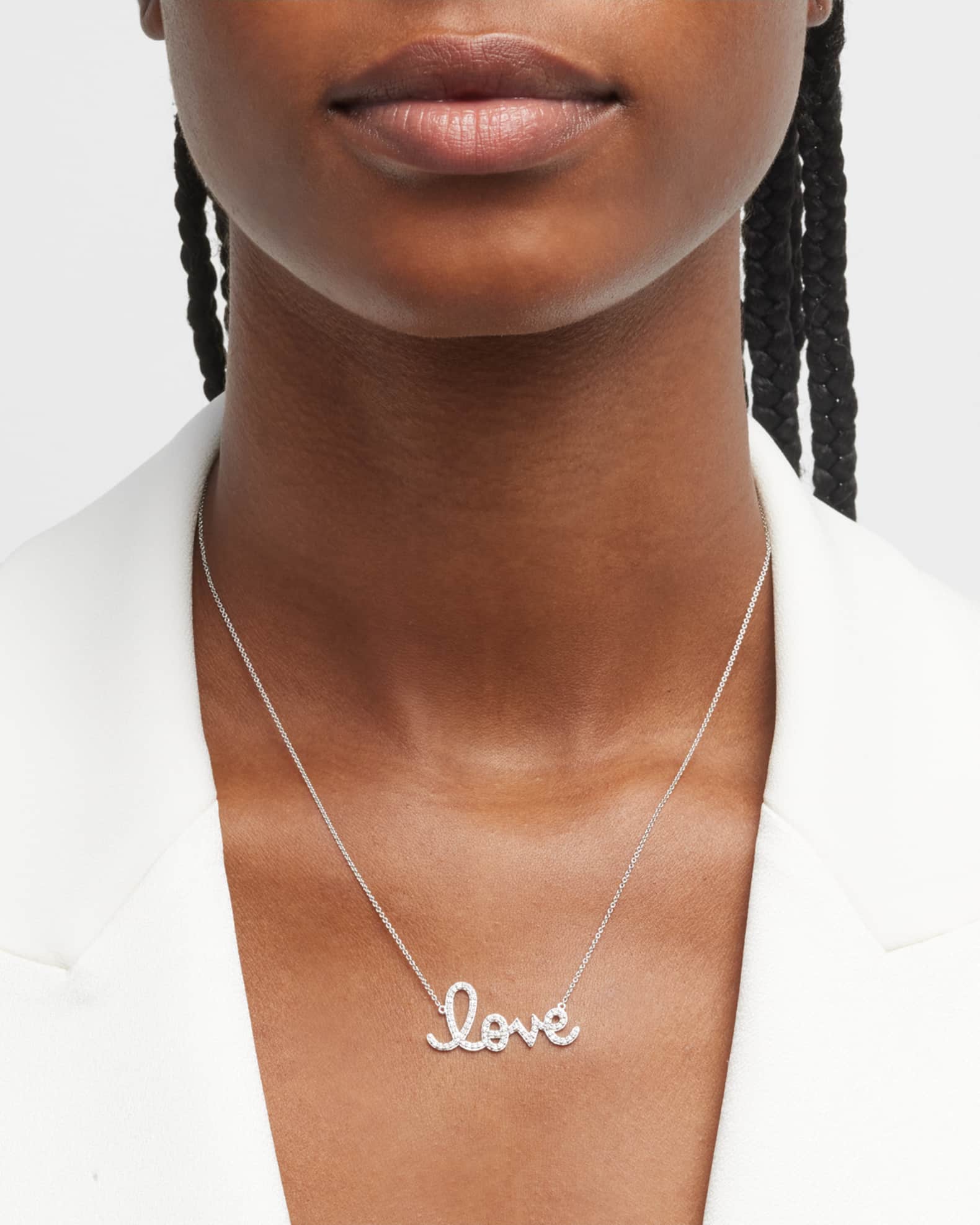 Large 14k Yellow Gold Diamond Love Necklace