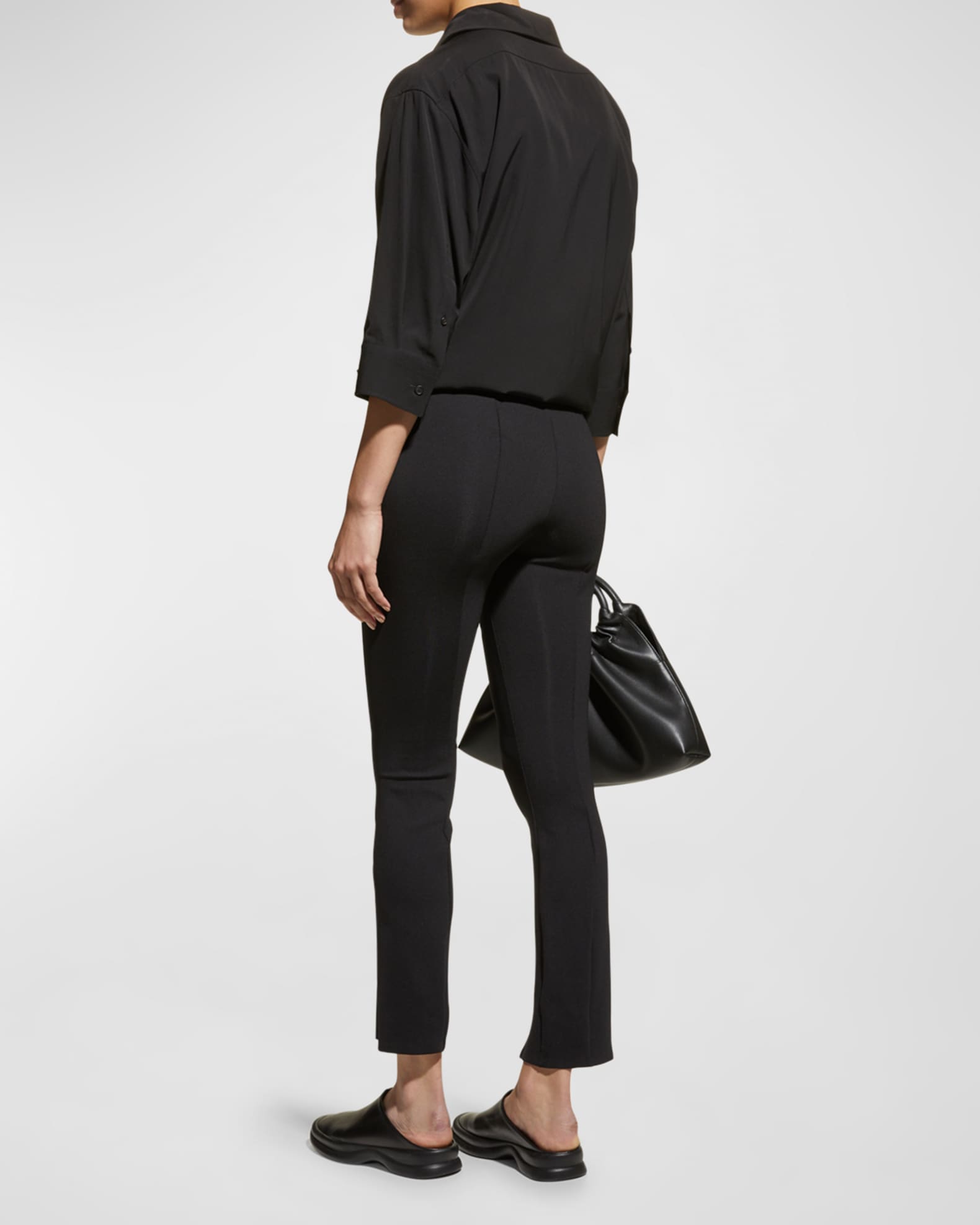 THE ROW Thilde Slit-Front Skinny Pants | Neiman Marcus