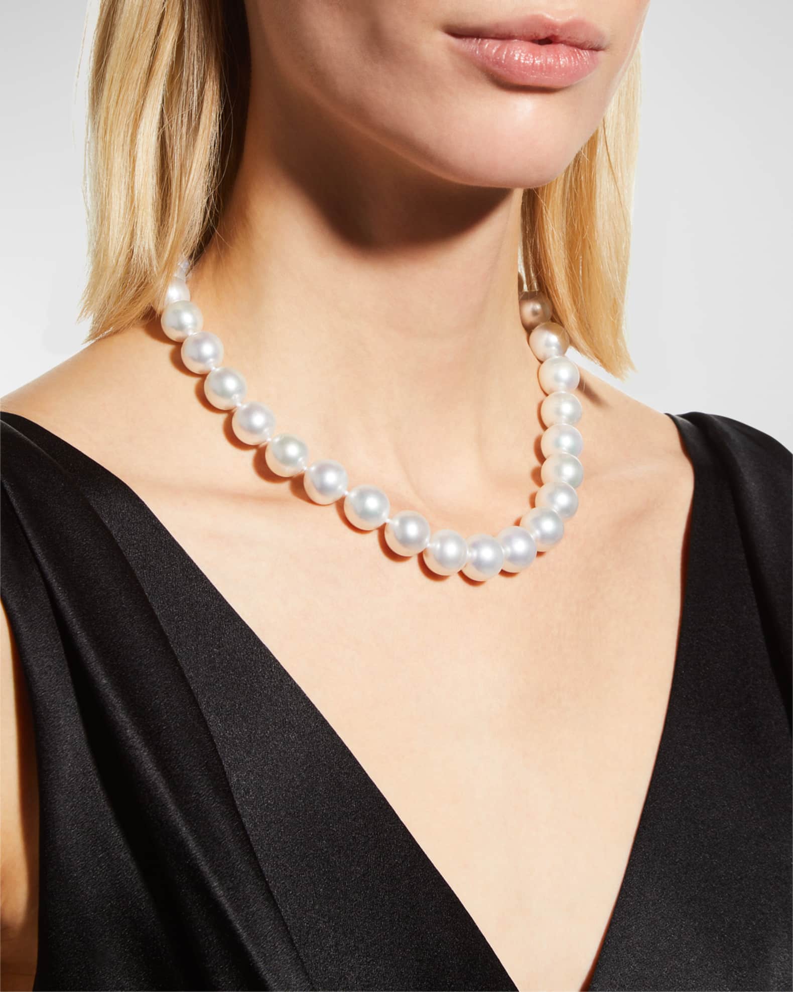 Belpearl Belpearl South Sea Pearl Necklace with Diamond Ball Clasp