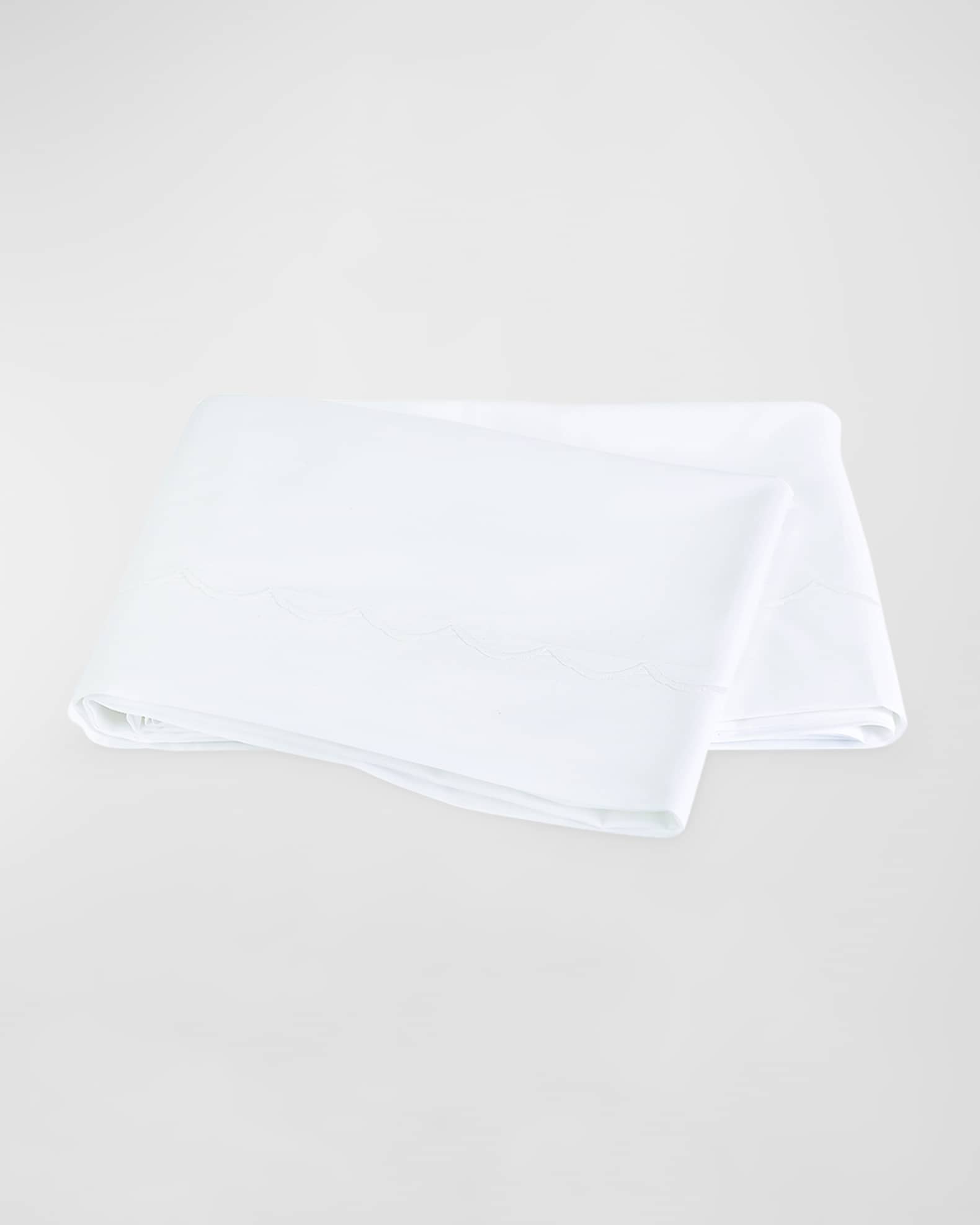 Scallop Embroidered 350 Thread Count Flat Sheet 0
