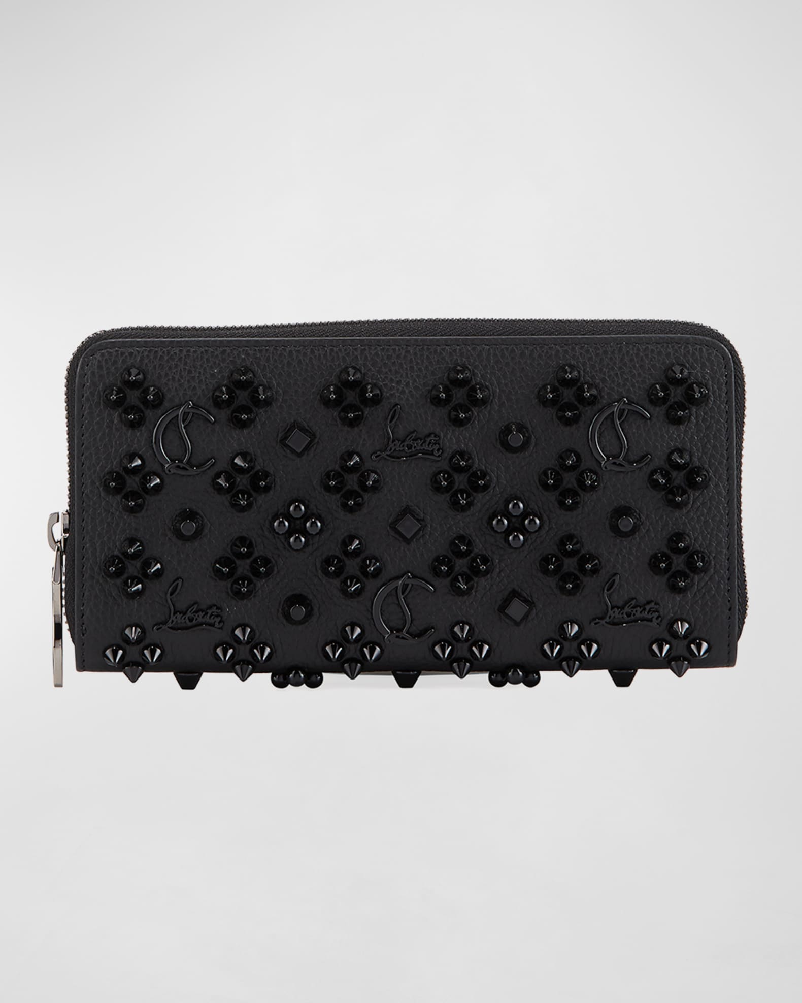 Panettone - Wallet - Grained calf leather and spikes - Black