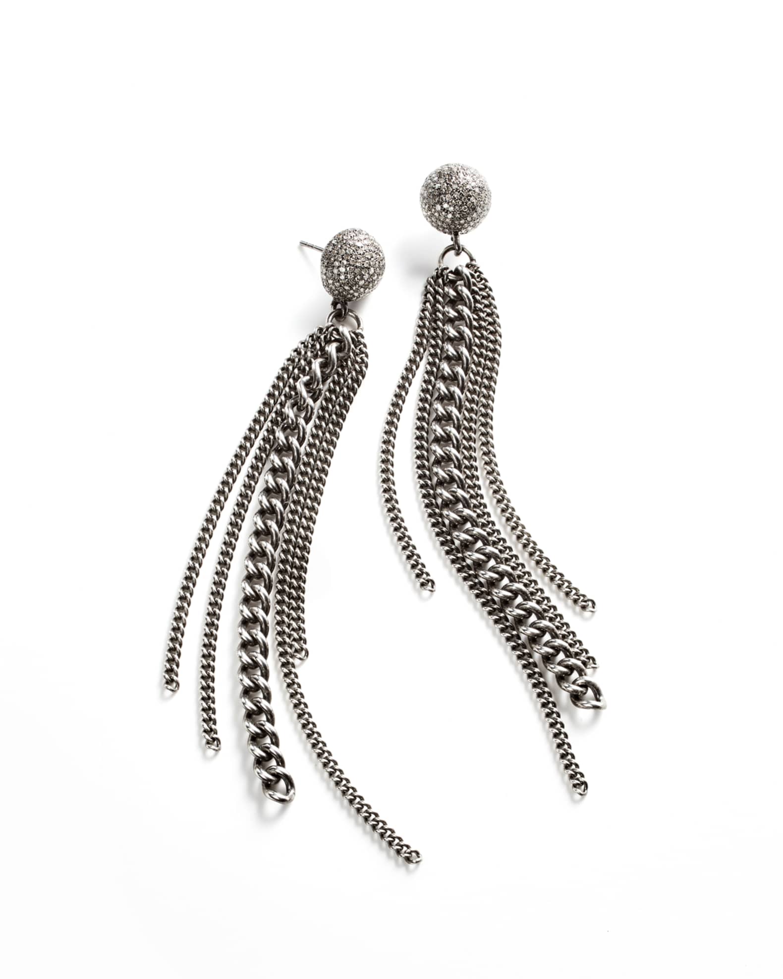 Sheryl Lowe Diamond Dome Stud Chain Earrings | Neiman Marcus